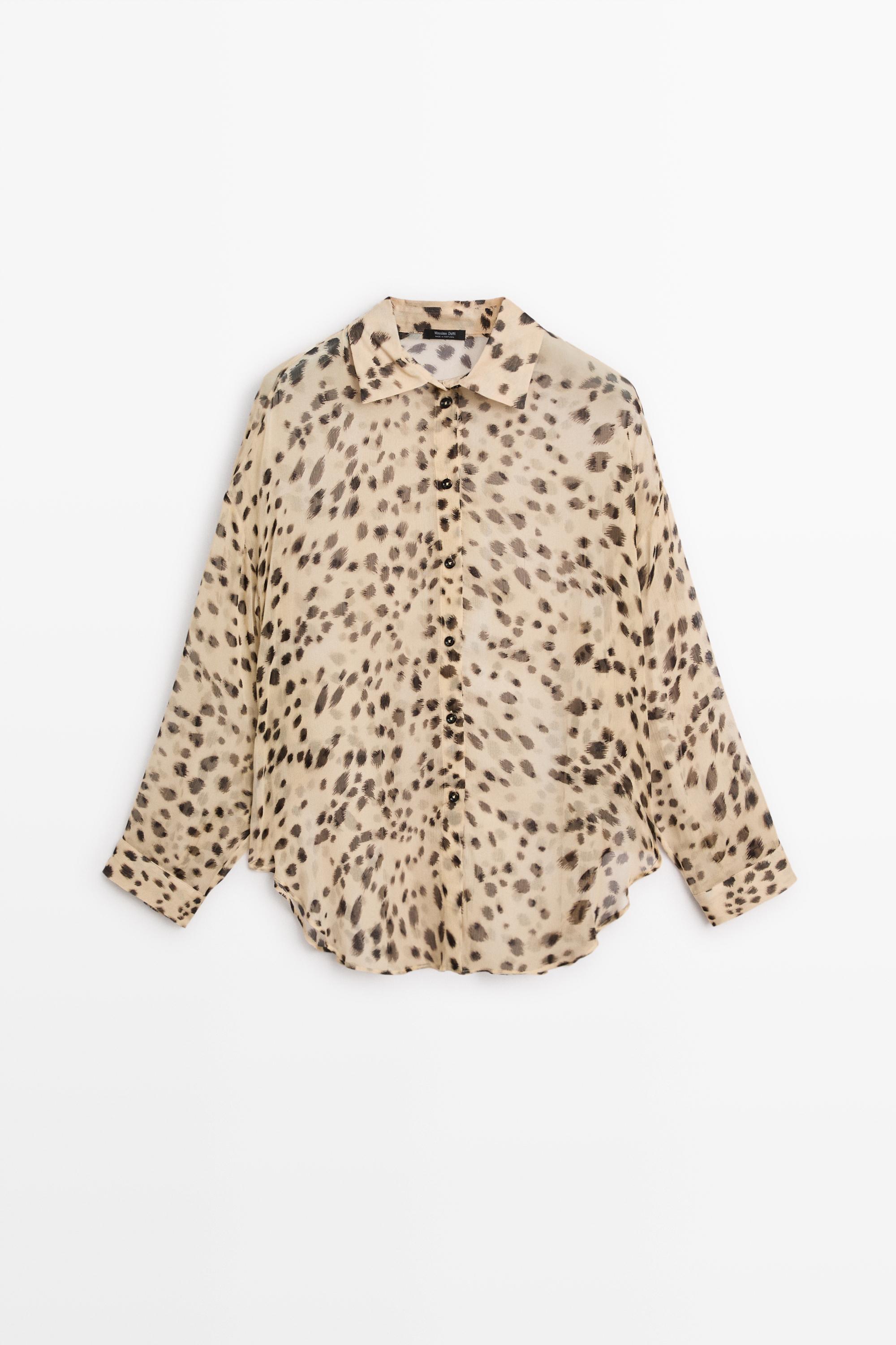 Animal print flowing shirt — SAND BROWN