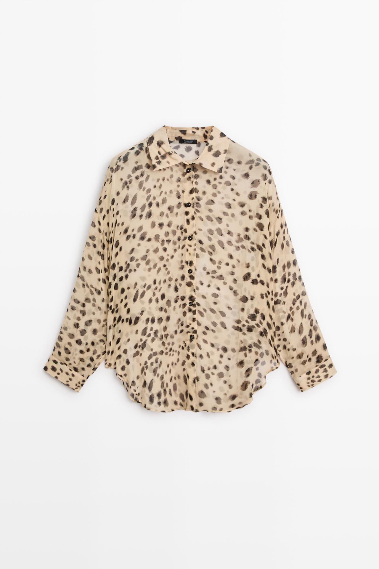 Animal print flowing shirt — SAND BROWN