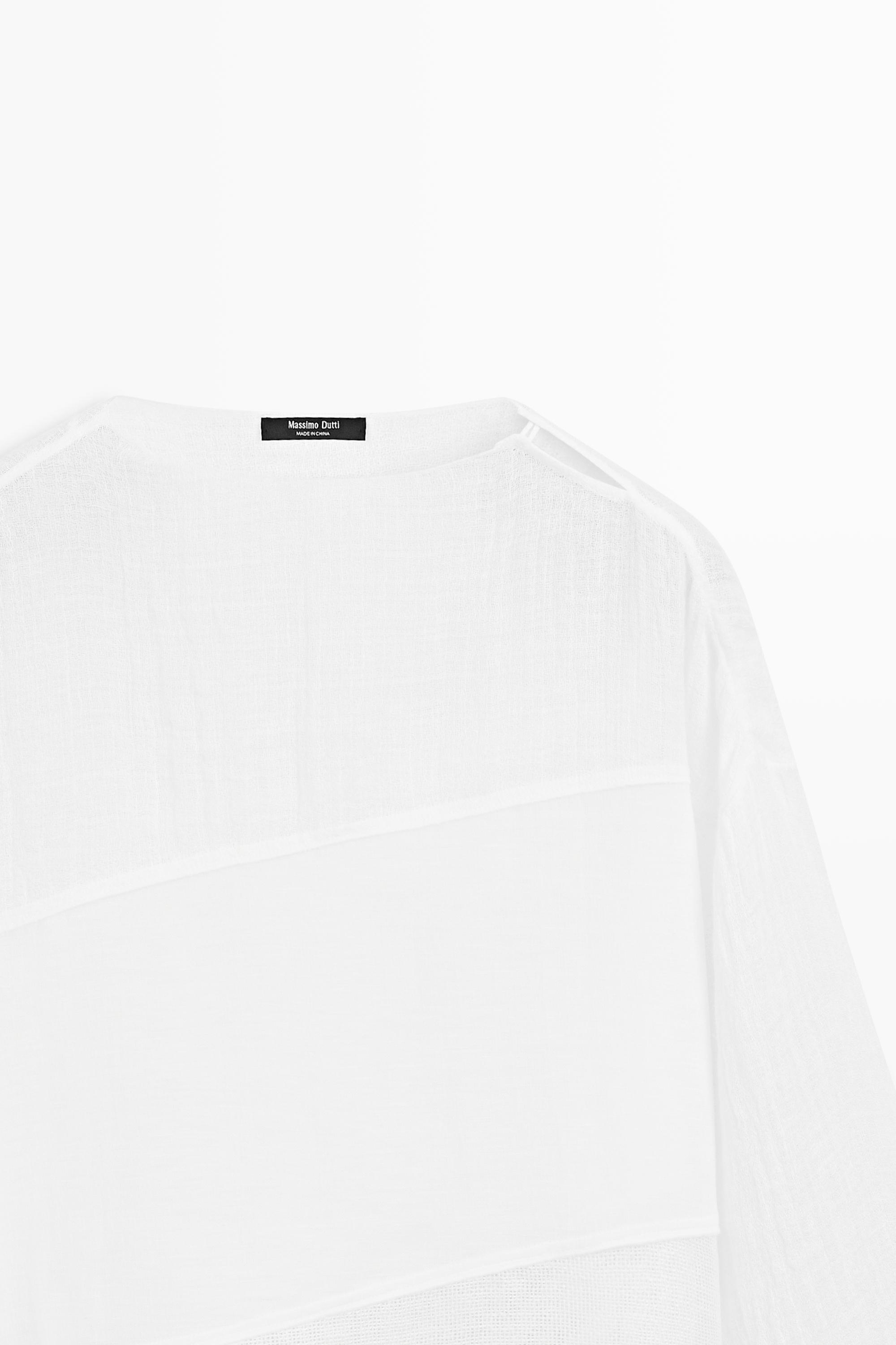 Flowing linen blend shirt — Off white