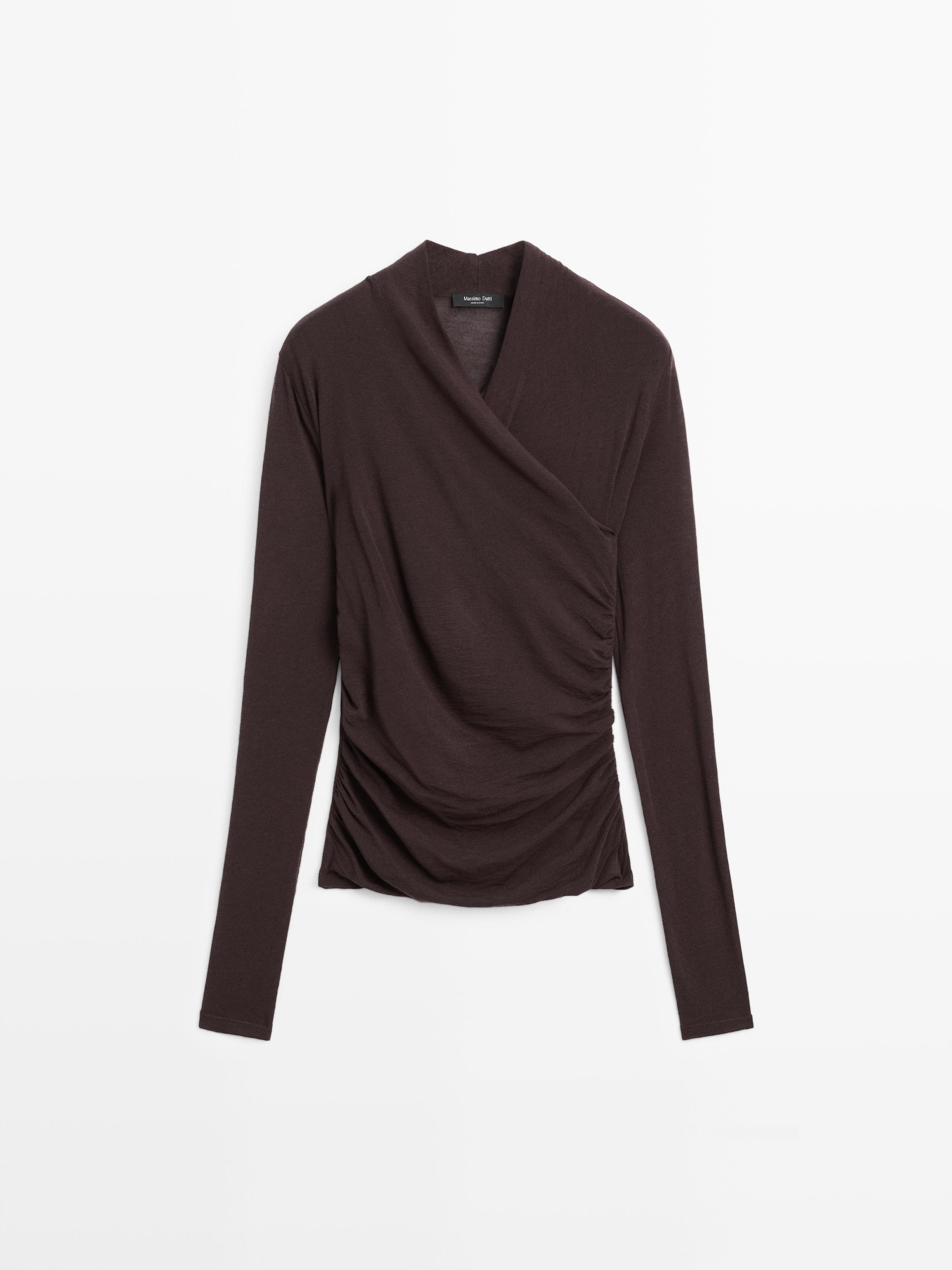 Draped long sleeve T-shirt