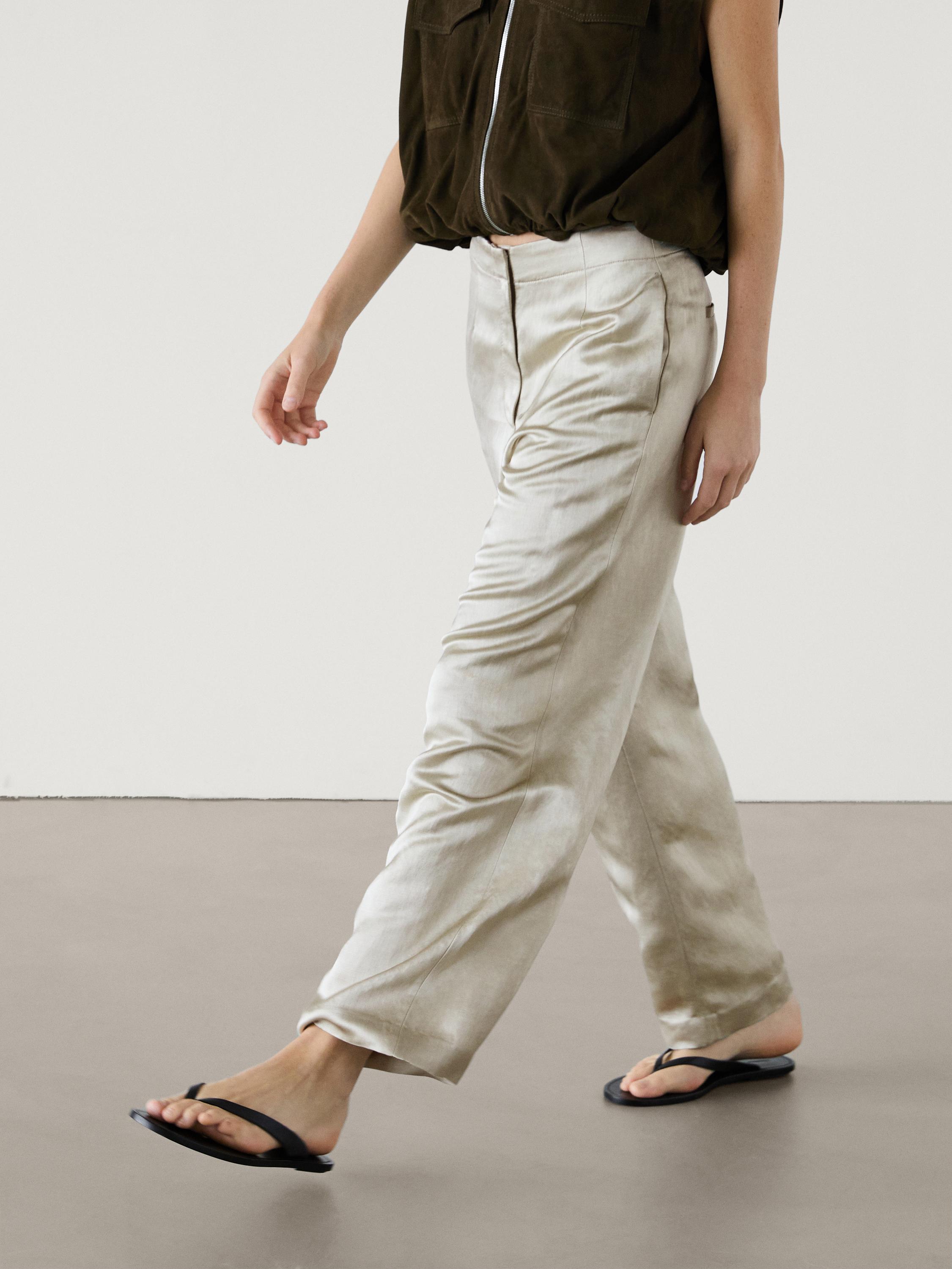 Pantalon satiné avec du lin