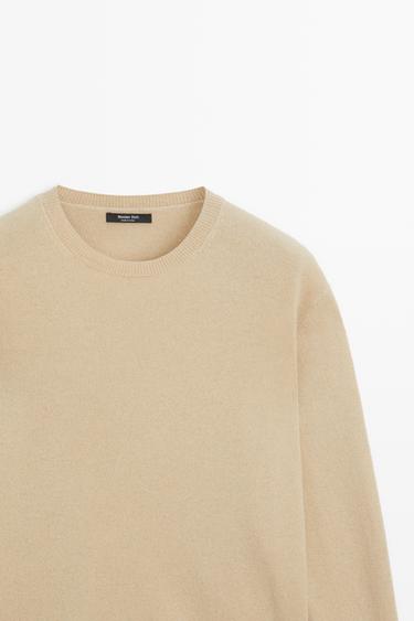 Wool blend crew neck knit sweater — CAMEL 4