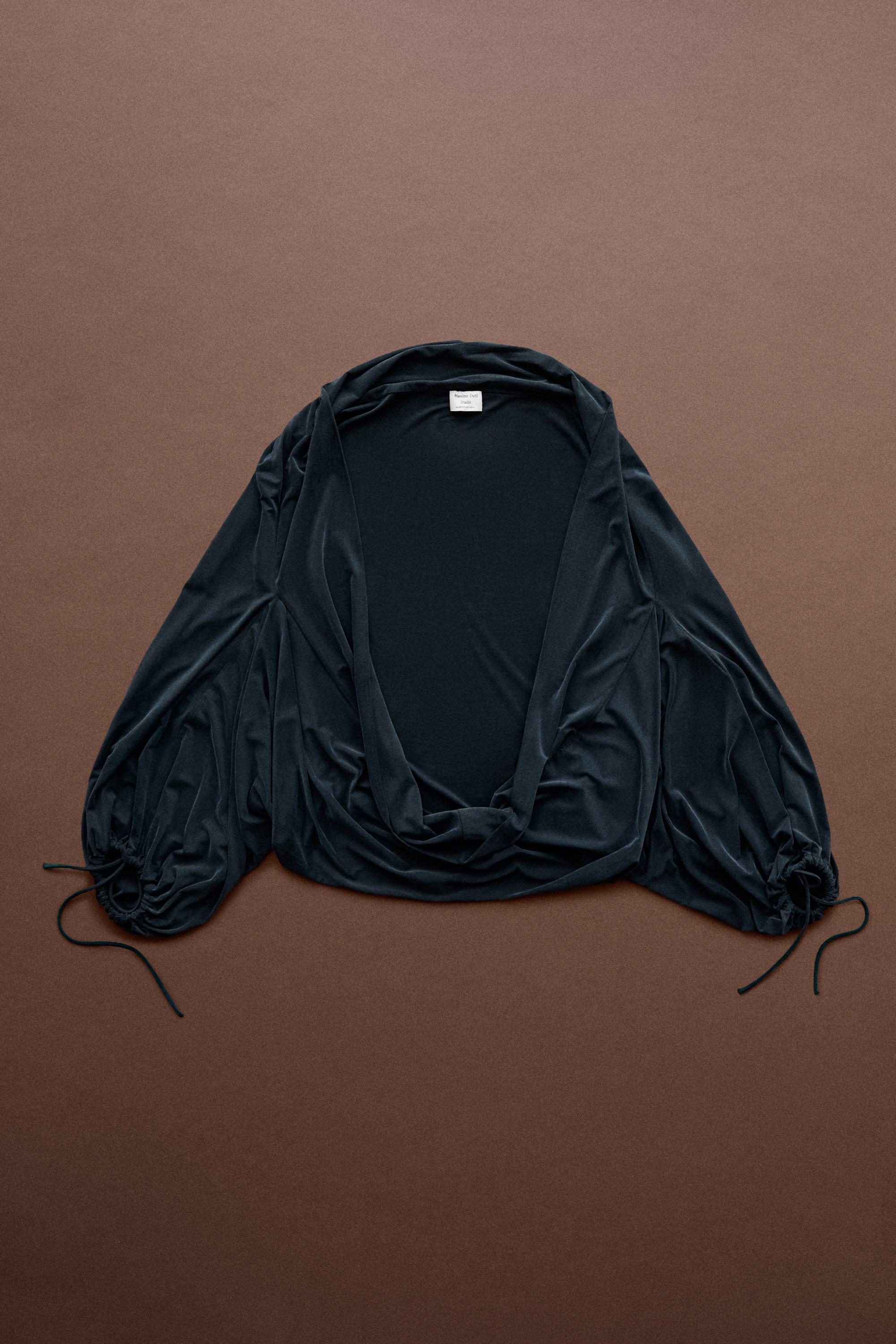 Draped Bolero Top - STUDIO — BLUE