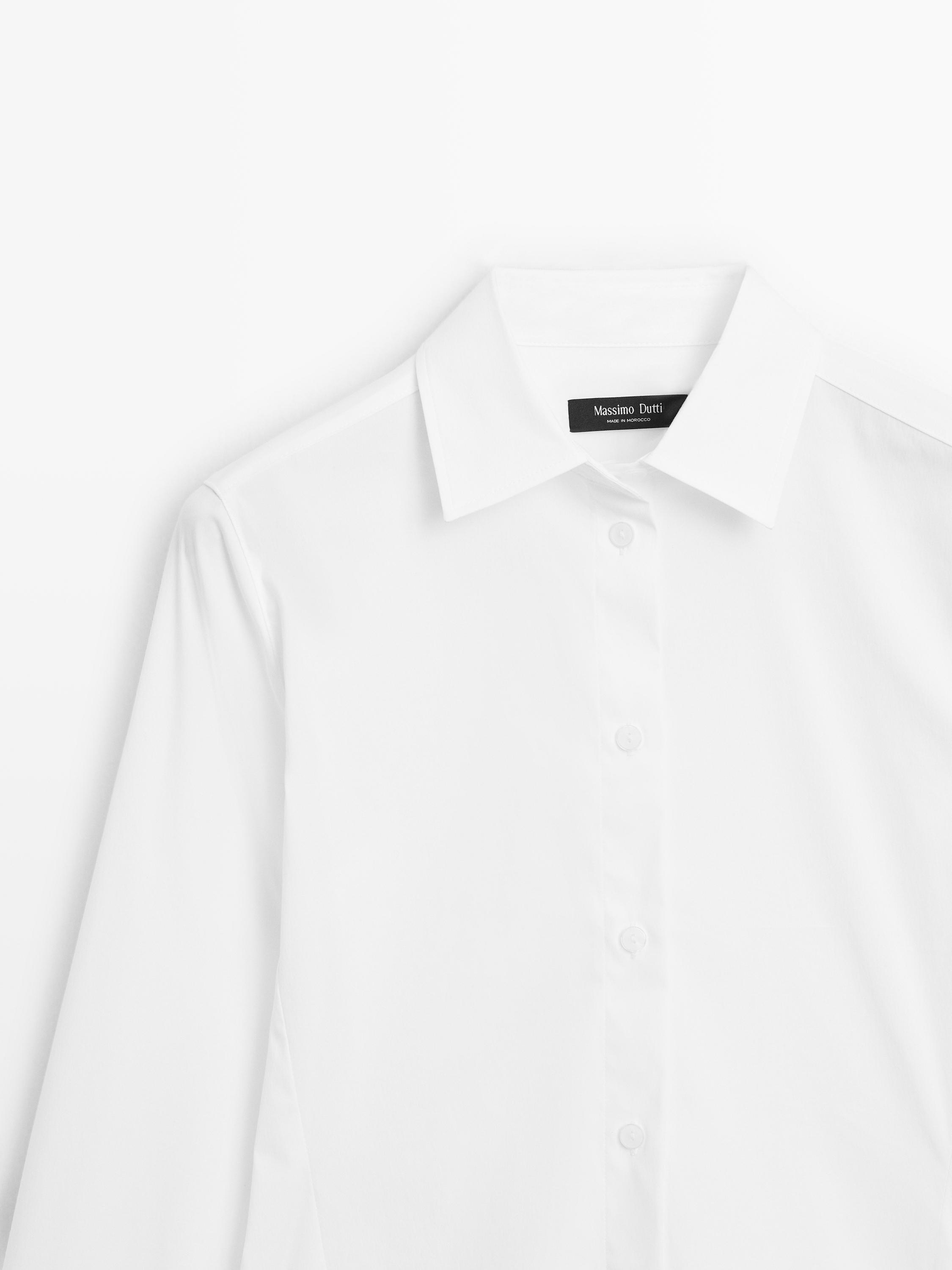 Cotton blend stretch shirt — WHITE