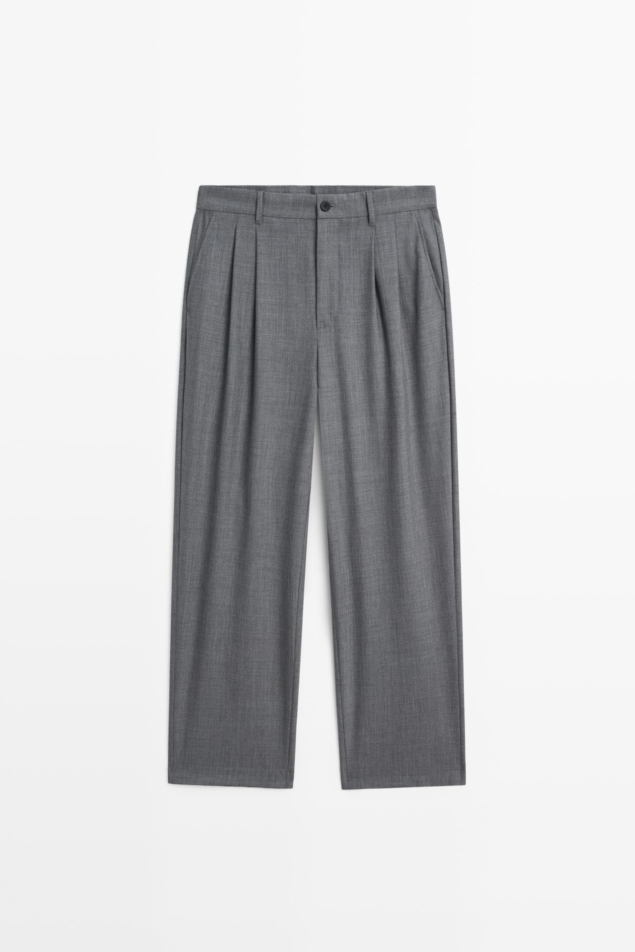 Relaxed fit cool wool darted pants — GREY