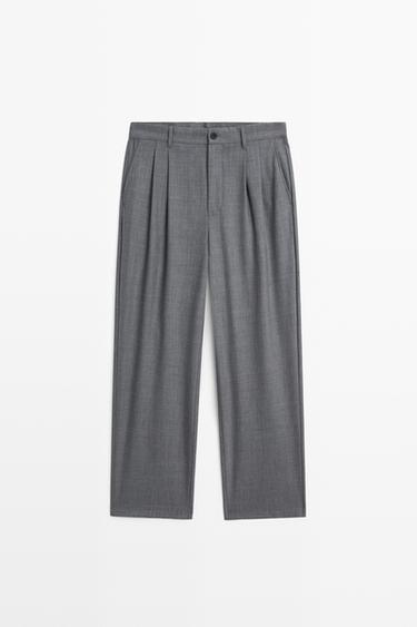 Relaxed fit cool wool darted pants — GREY 2