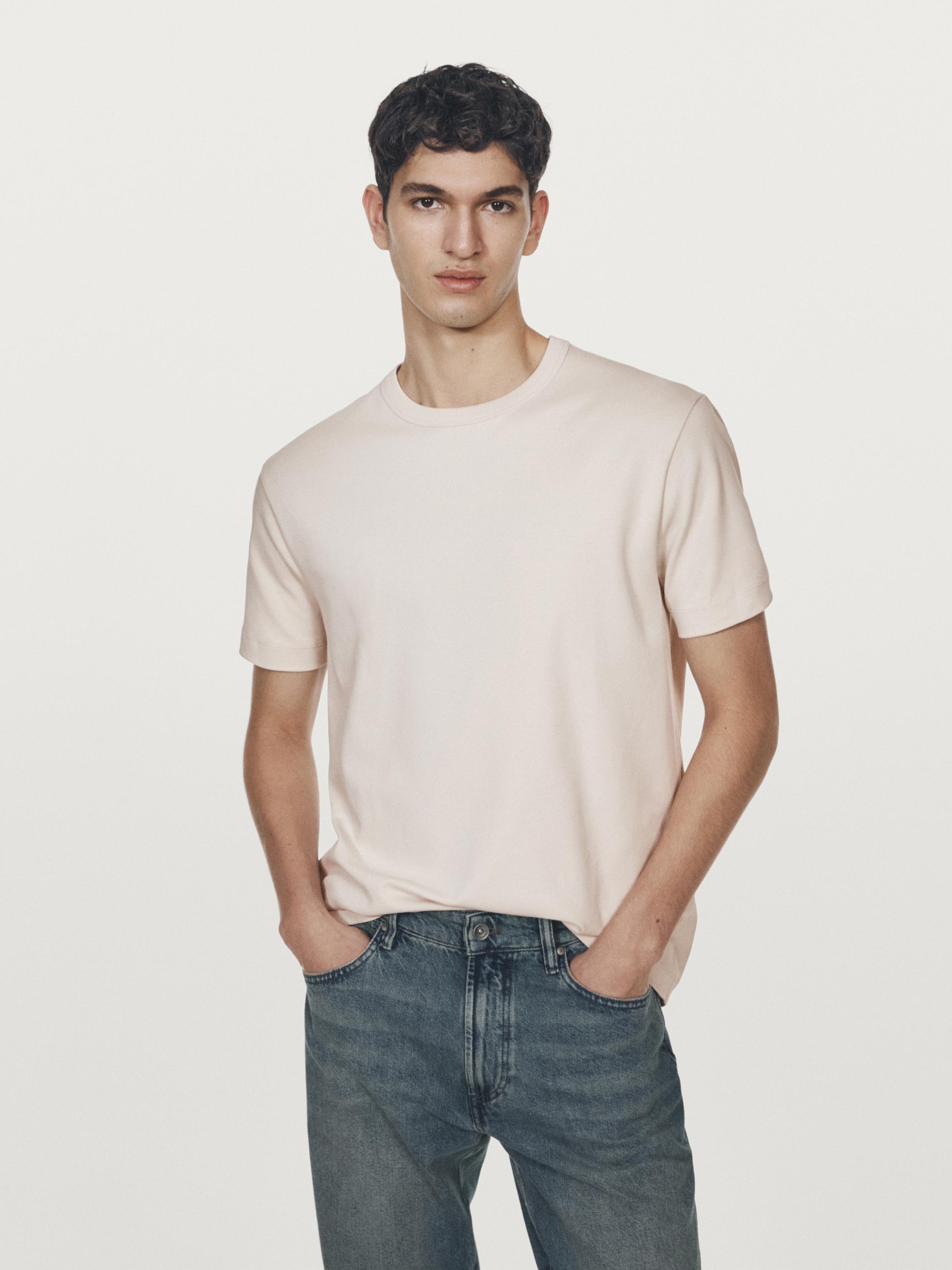 100% cotton short-sleeve T-shirt — STONE