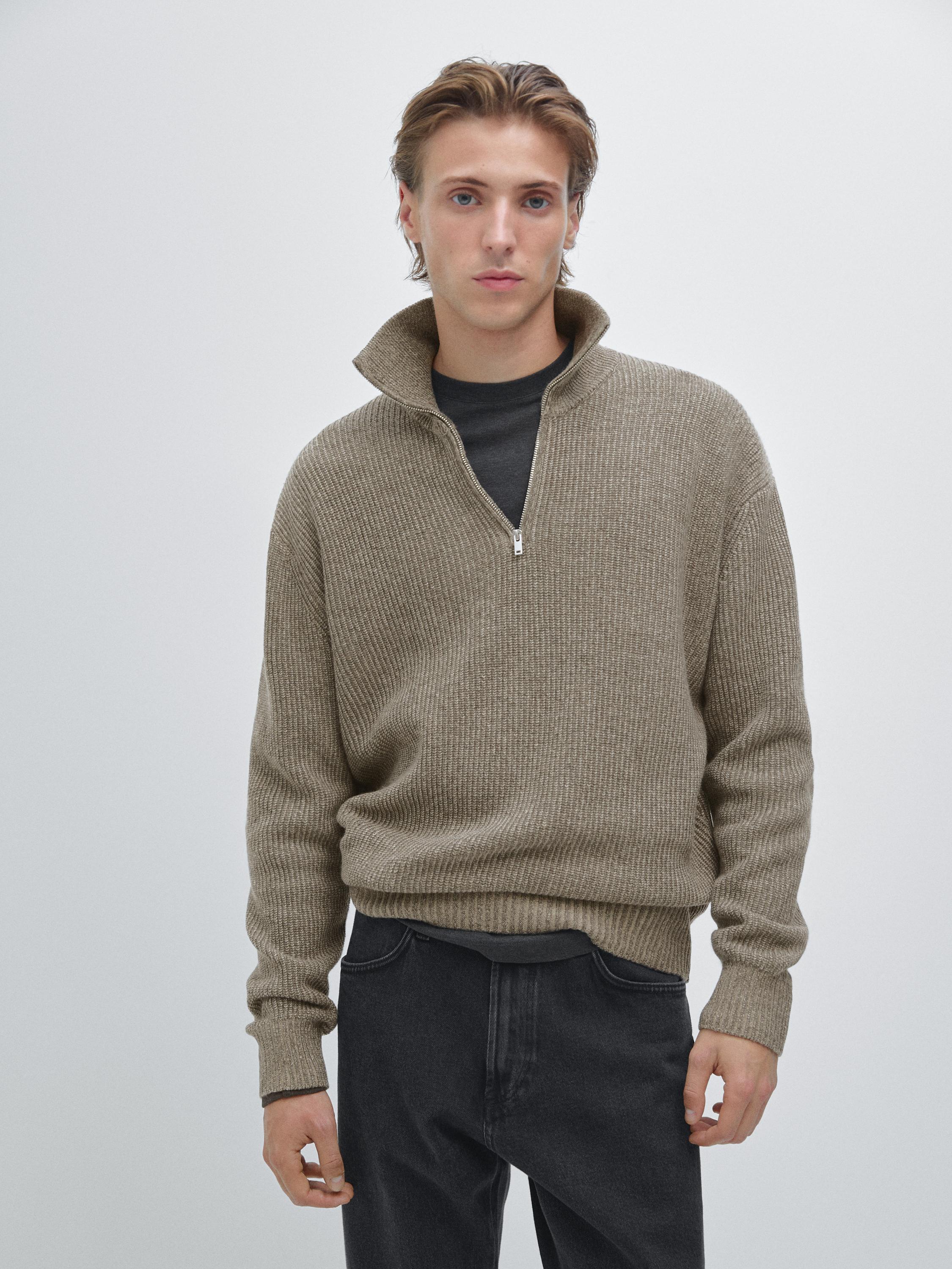 Pull en maille à col camionneur zippé