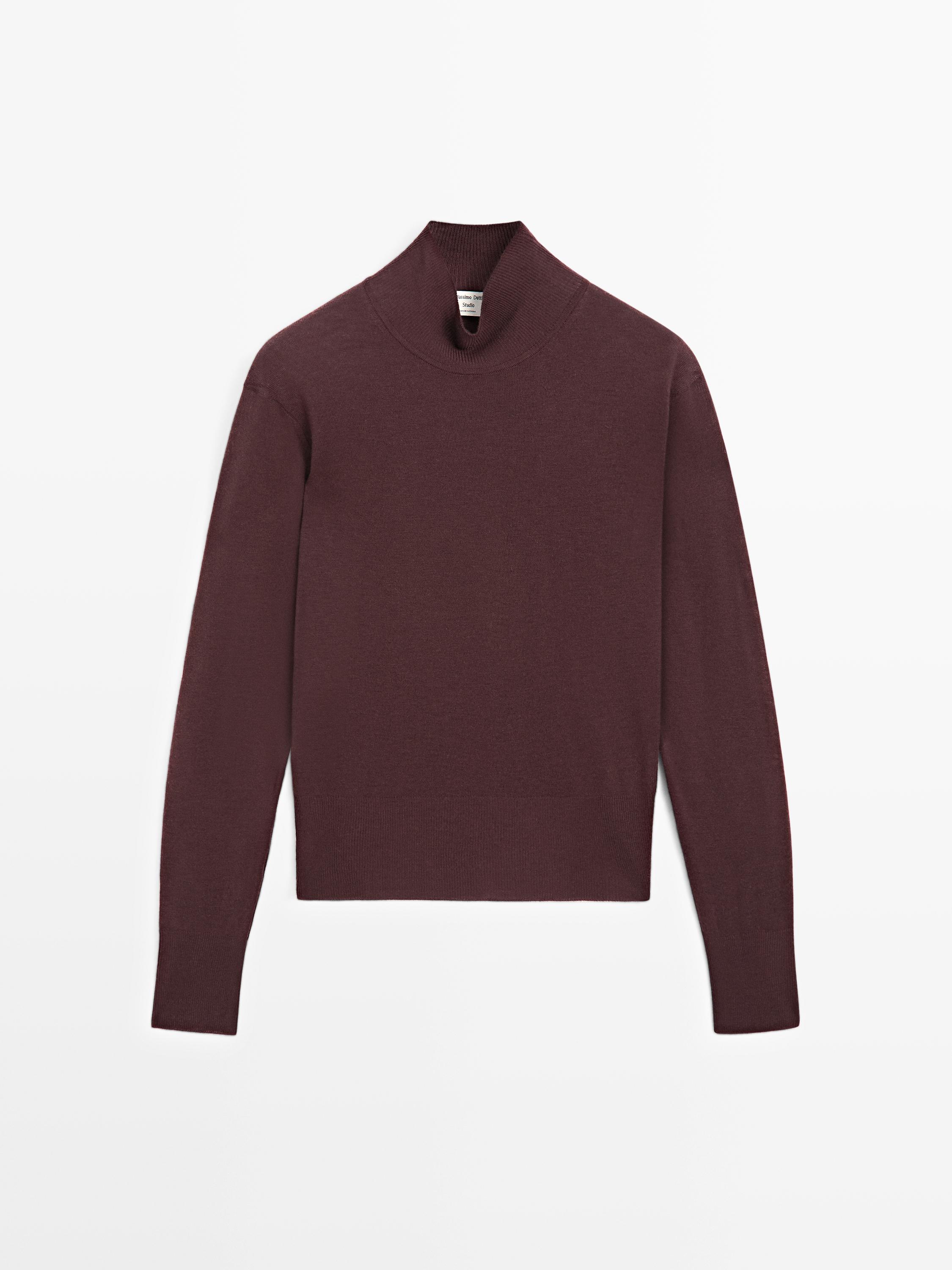 Πλεκτό πουλόβερ με ψηλό γιακά από 100% μαλλί - STUDIO