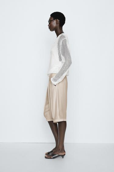 Cutwork knit button-up sweater - STUDIO — WHITE 3