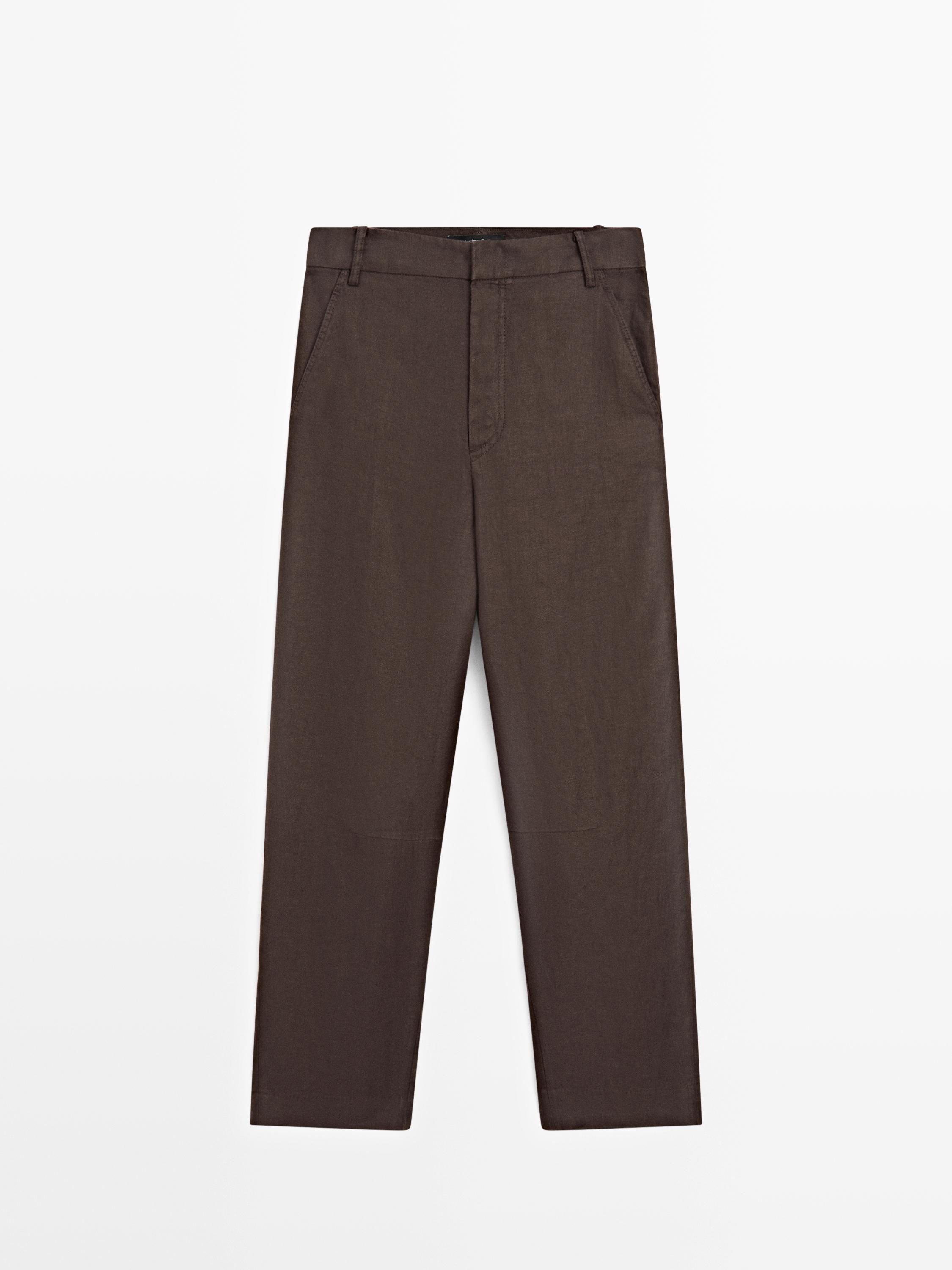 Flowing 100% linen trousers — BROWN