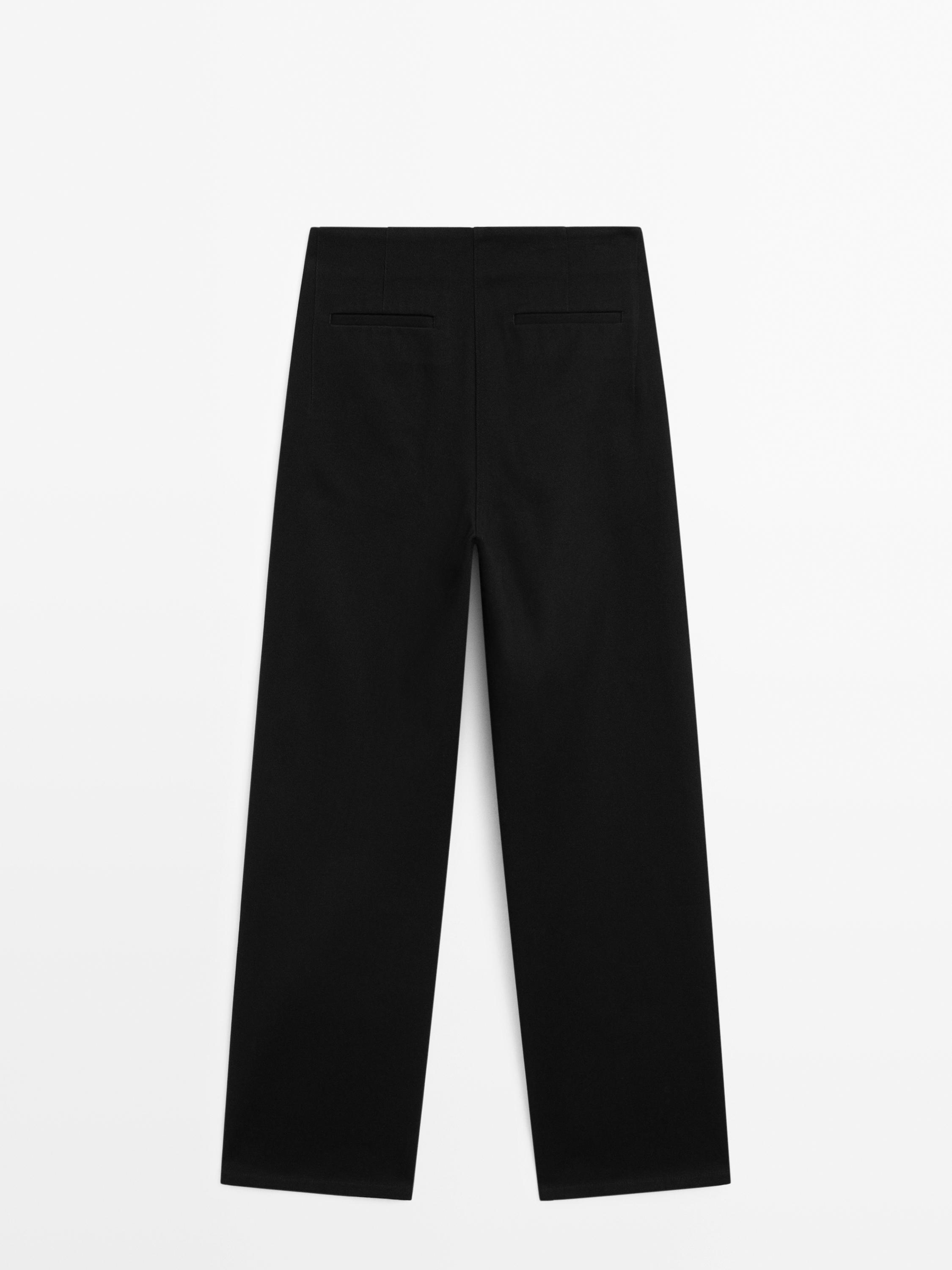 Wide-leg cotton trousers with no waistband