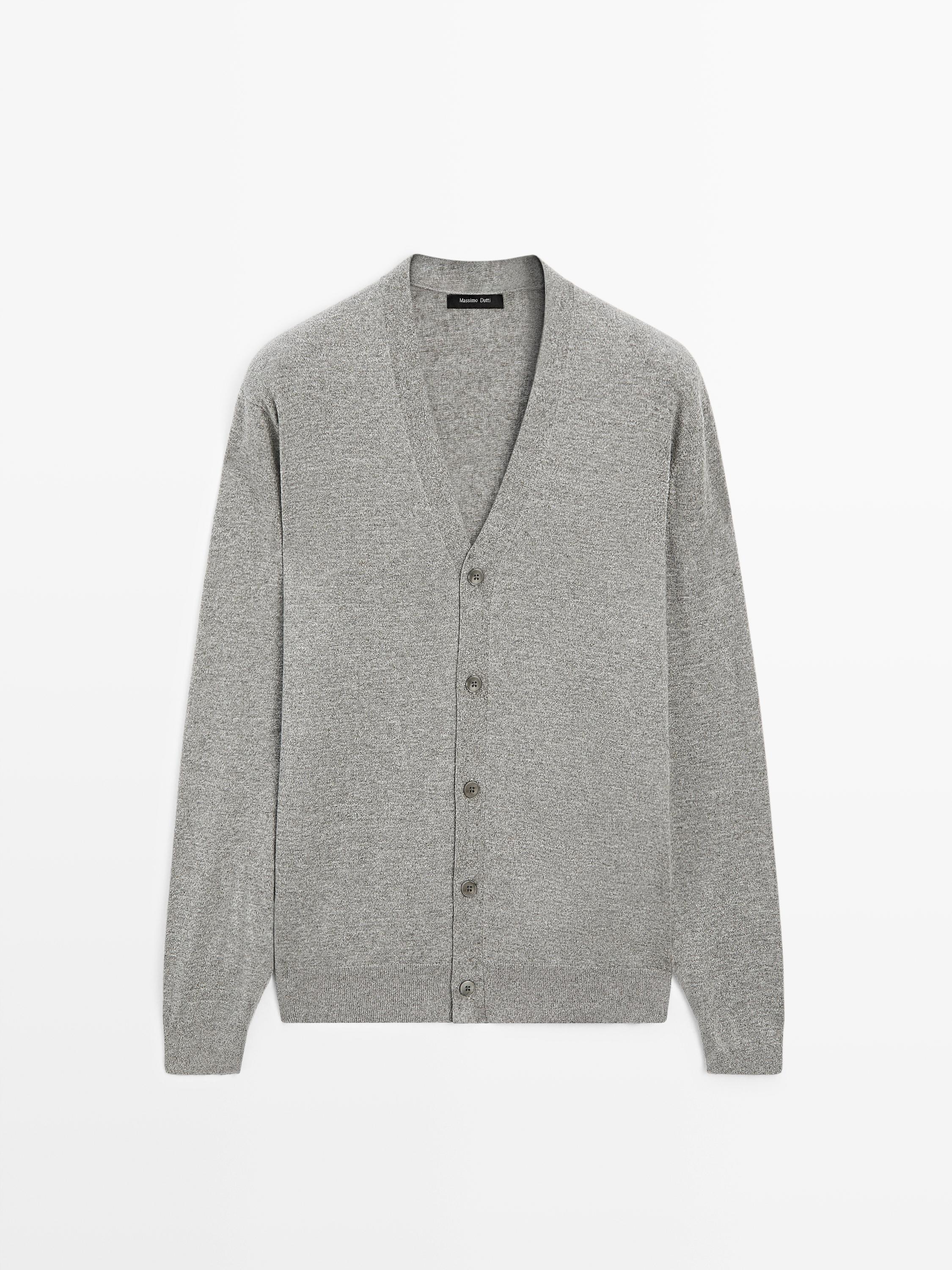 Wool blend knit cardigan