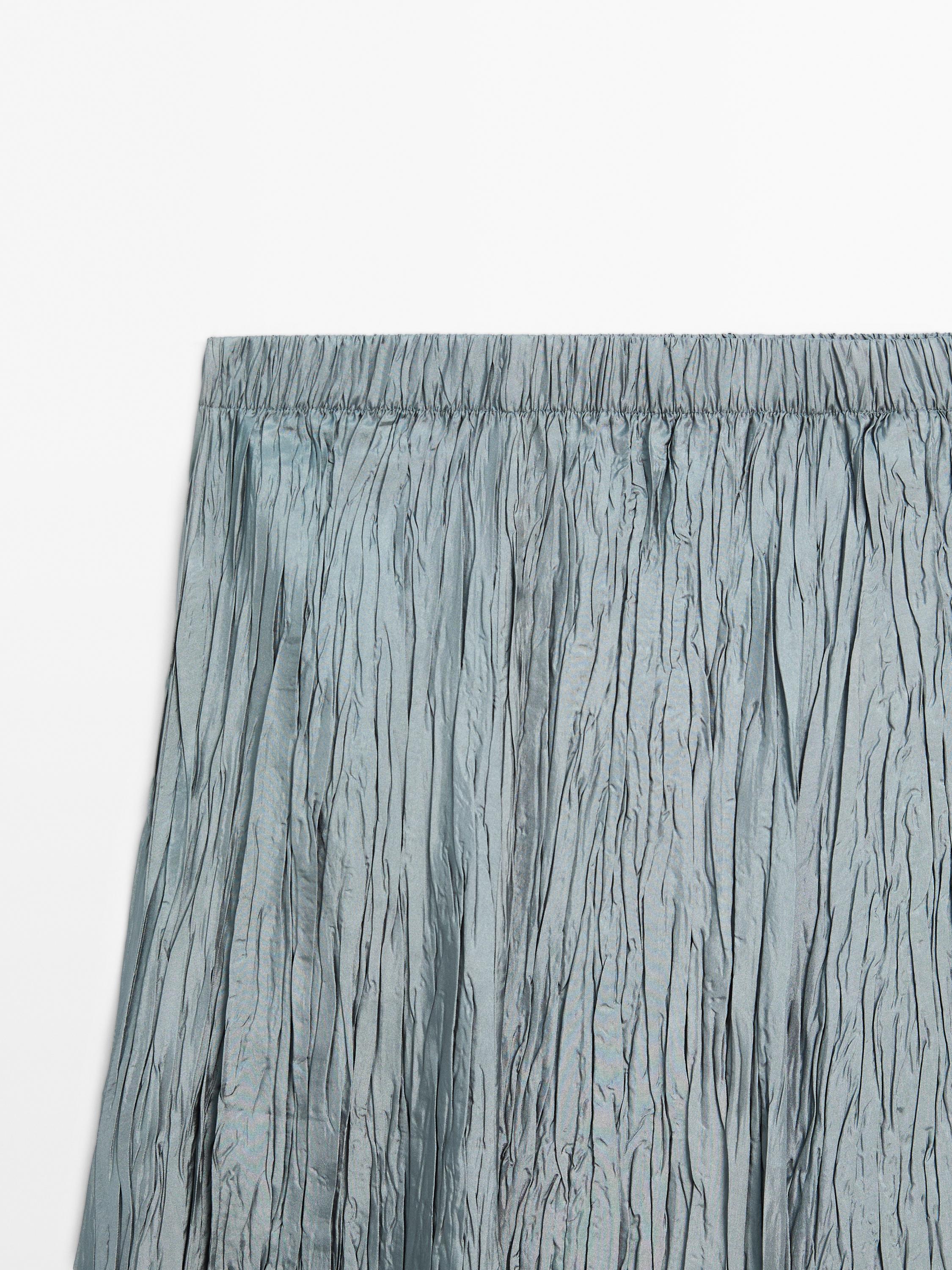 Long pleated skirt with elasticated waistband · Light Blue