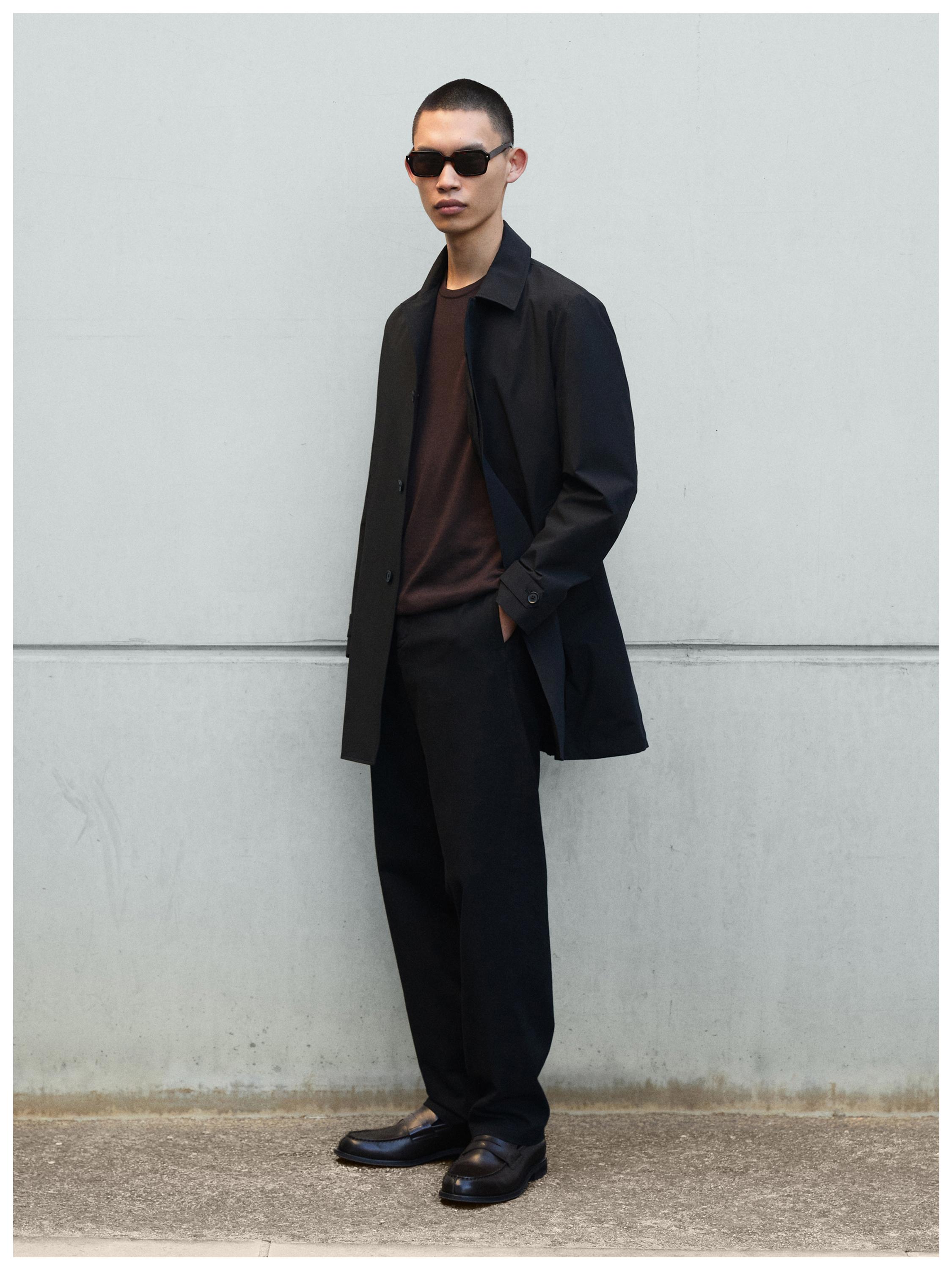 Lightweight technical fabric parka — BLACK