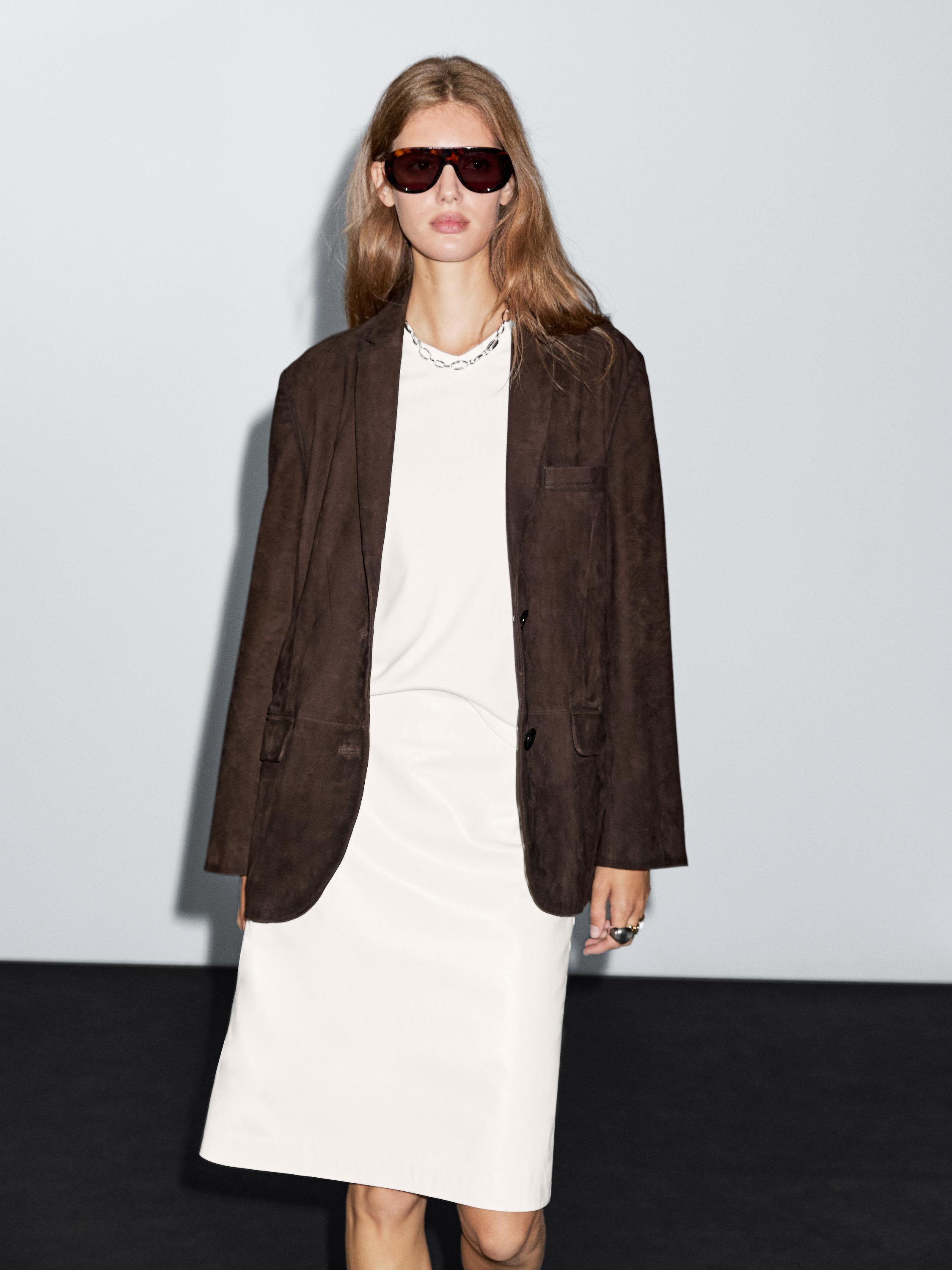 Suede leather blazer