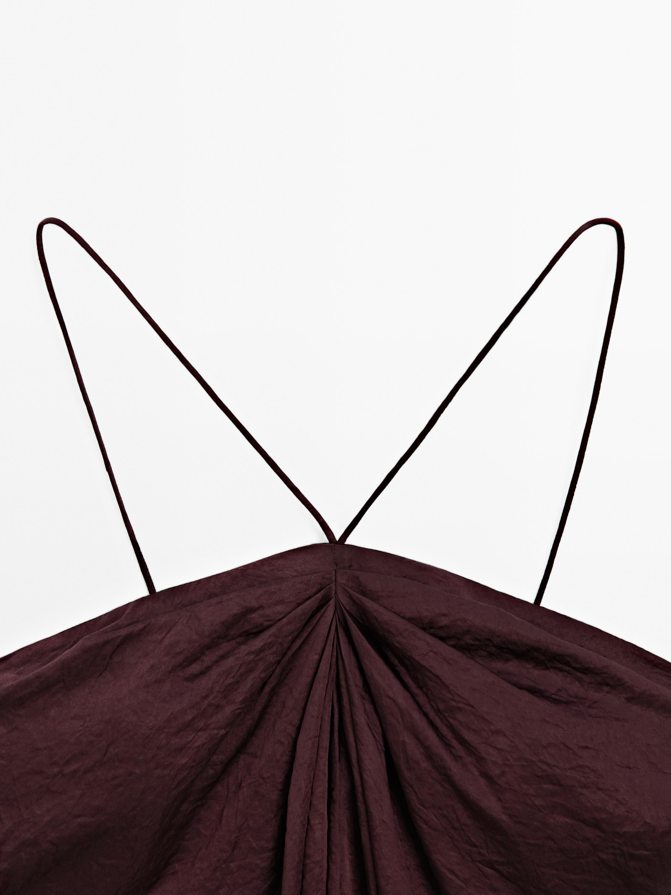Vestido midi satinado drapeado - STUDIO