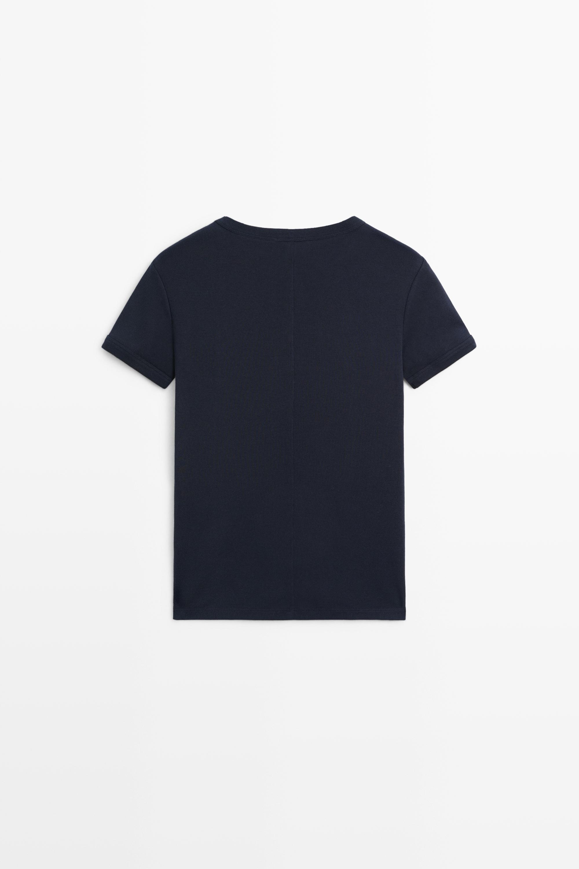 Ribbed short sleeve T-shirt — NAVY BLUE