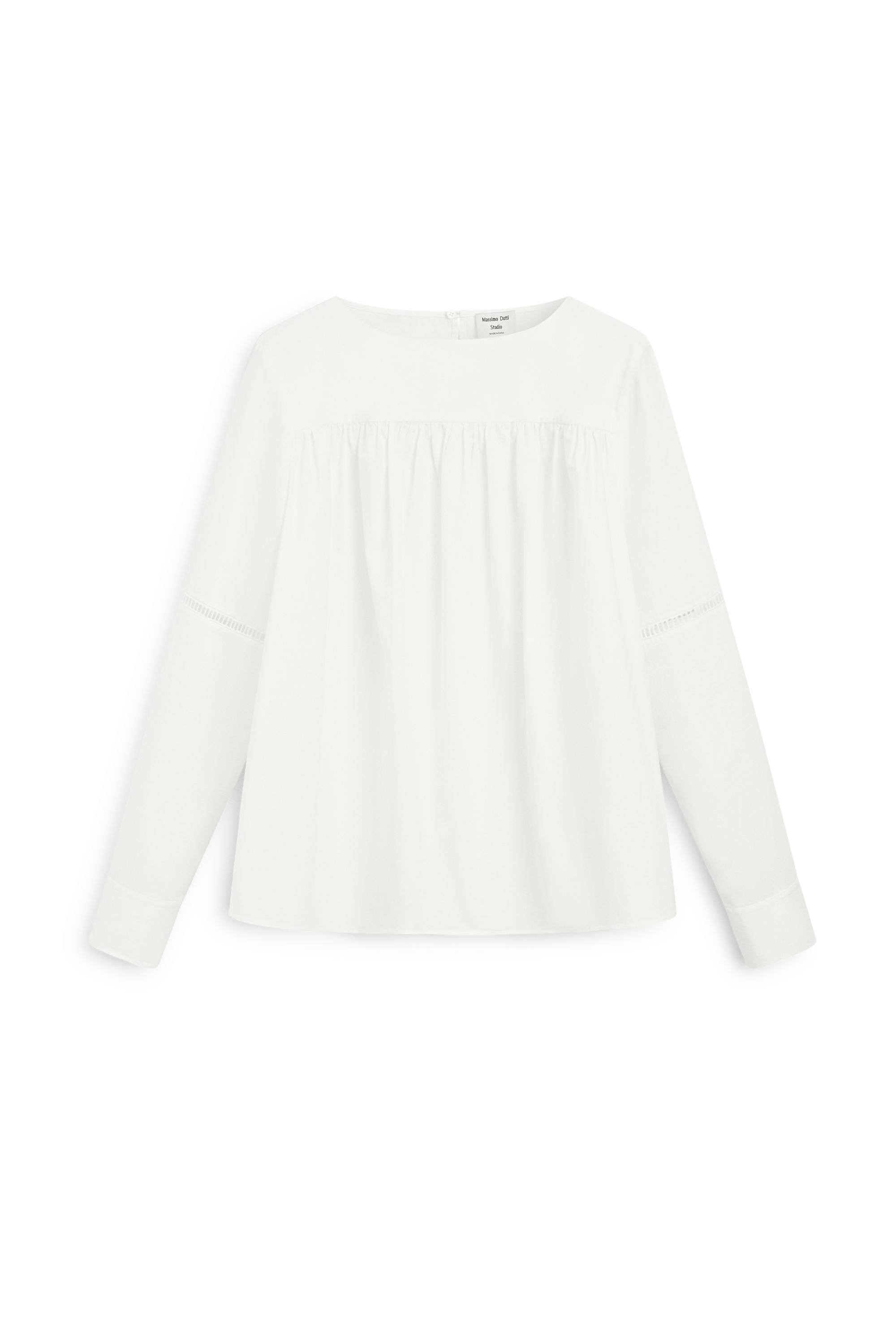 100% Cotton Puffed Sleeve Blouse - STUDIO — Off white