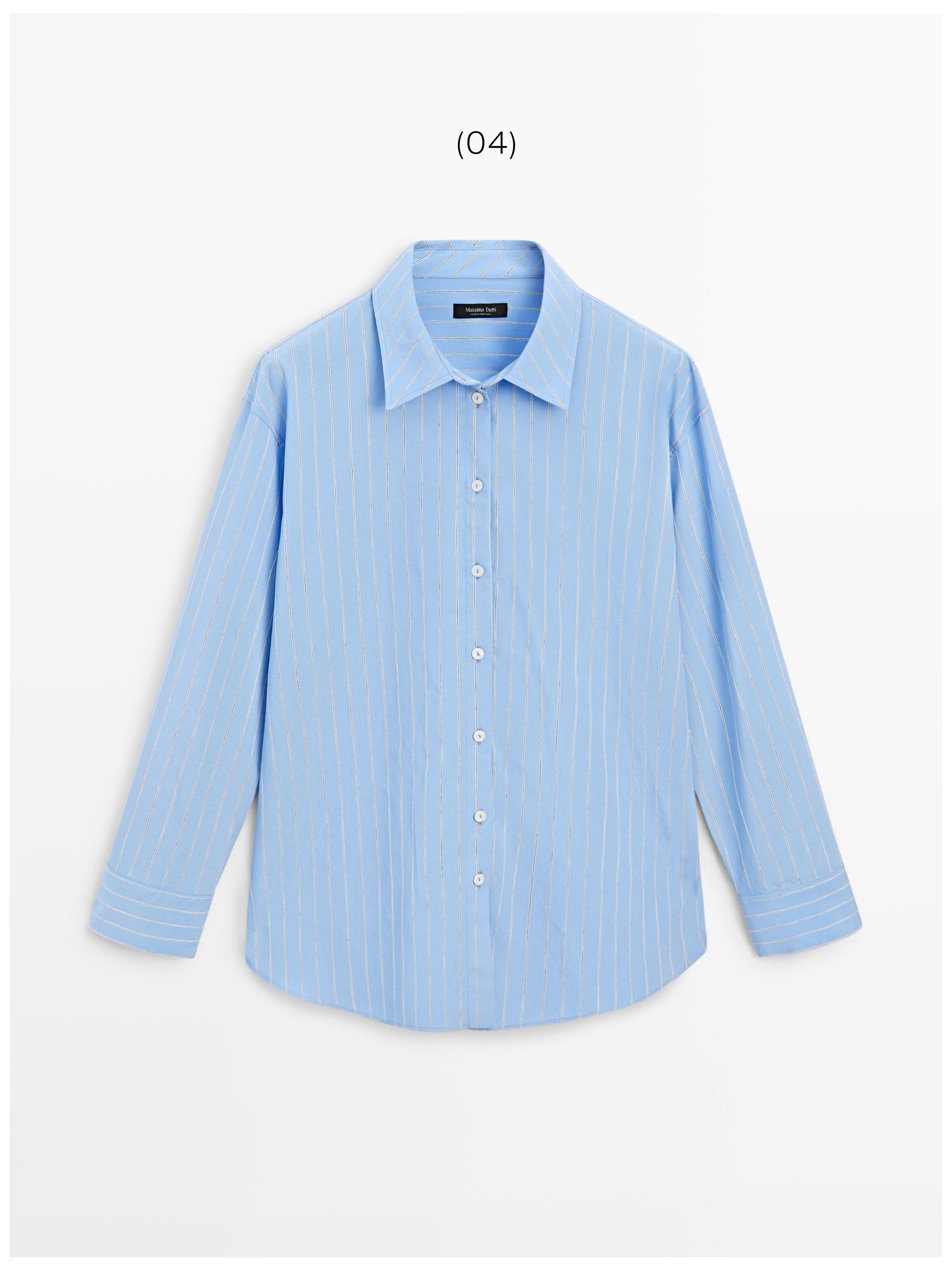 Striped loose-fitting shirt — BLUE