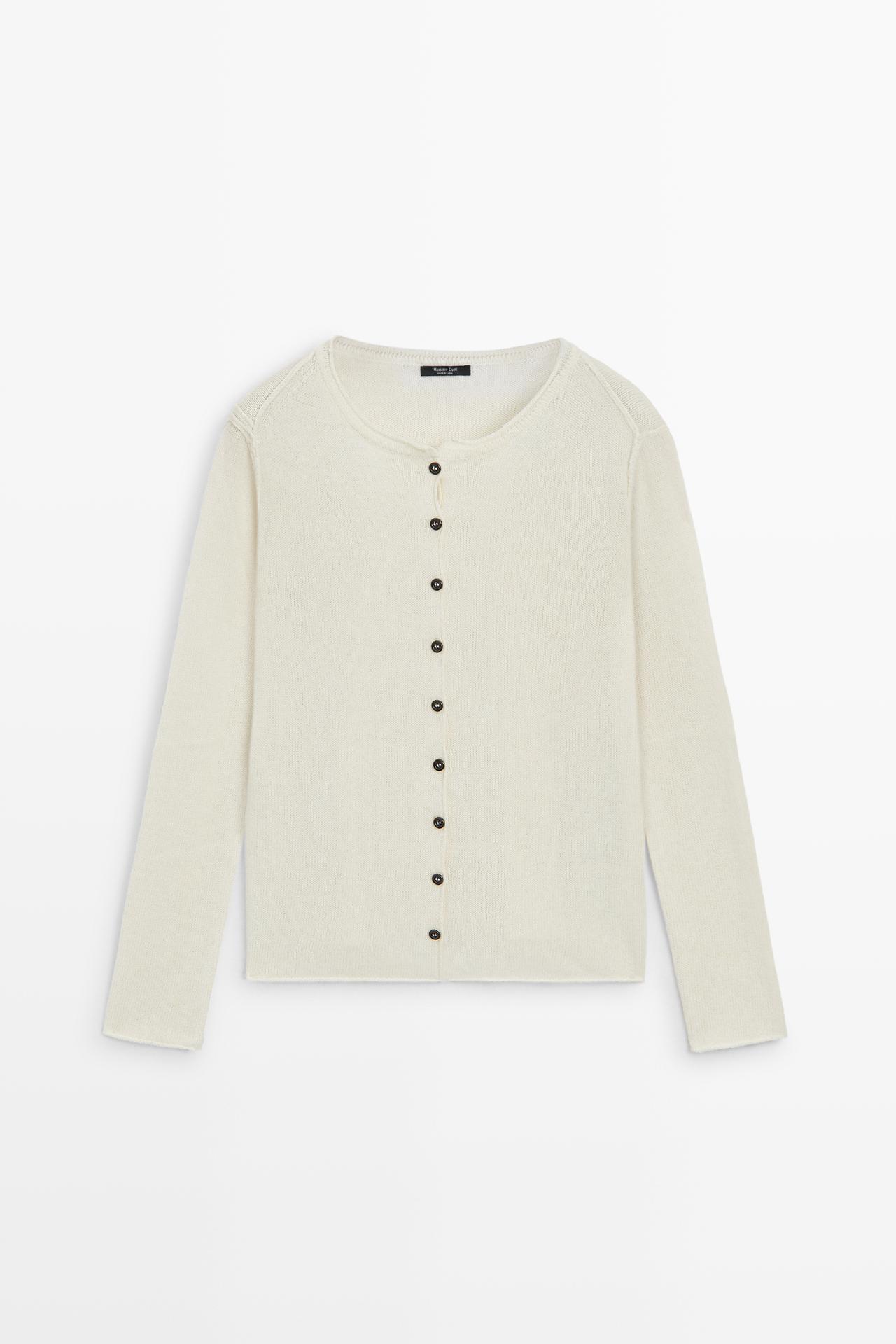 Knit cardigan with seam detail — Off white