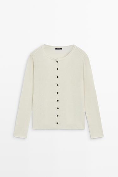 Knit cardigan with seam detail — Off white 1
