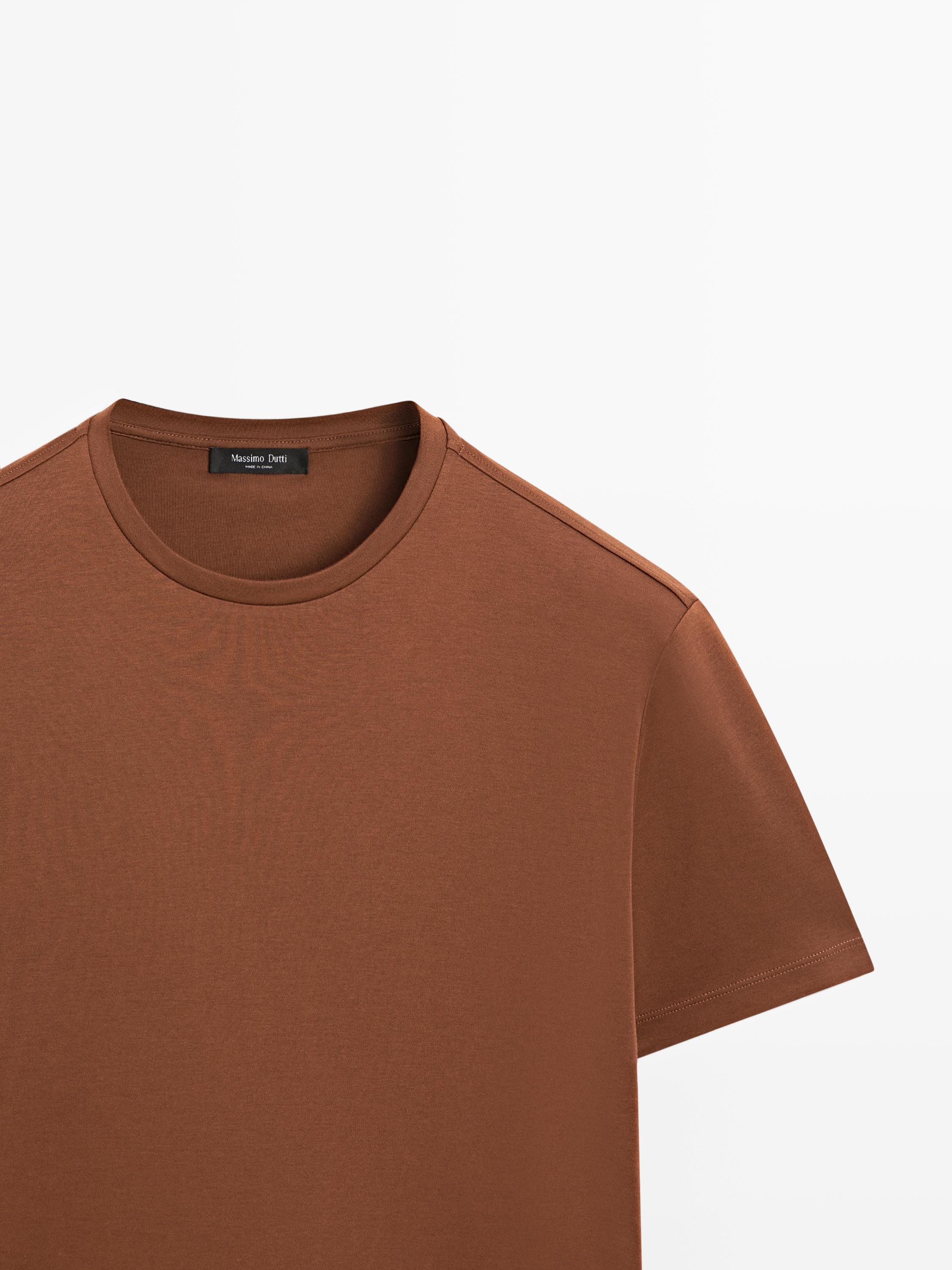 Short sleeve cotton blend T-shirt — COPPER