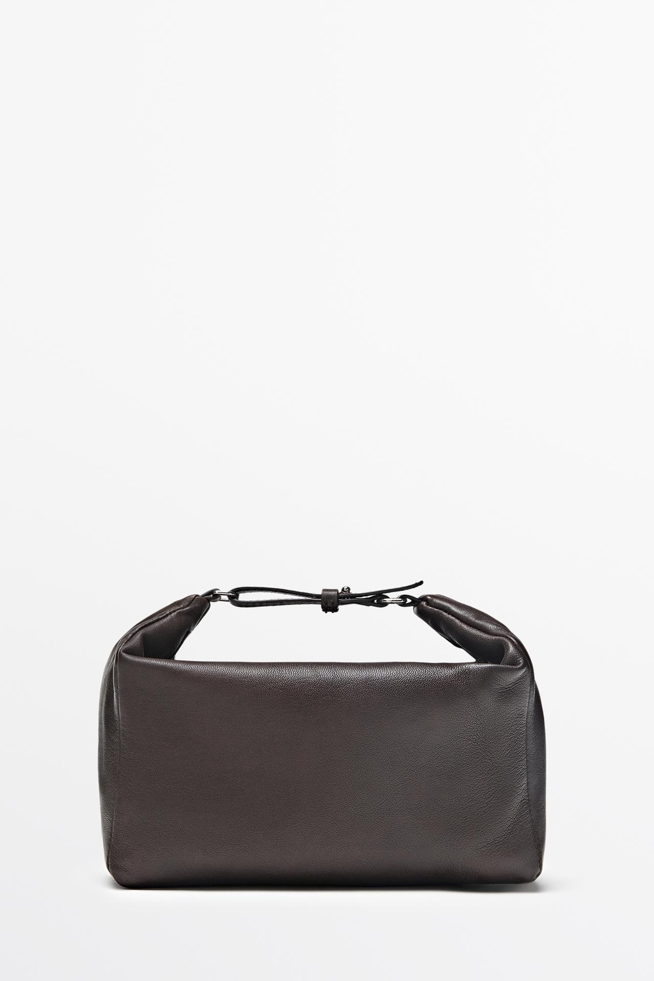 Small nappa leather handbag — BROWN