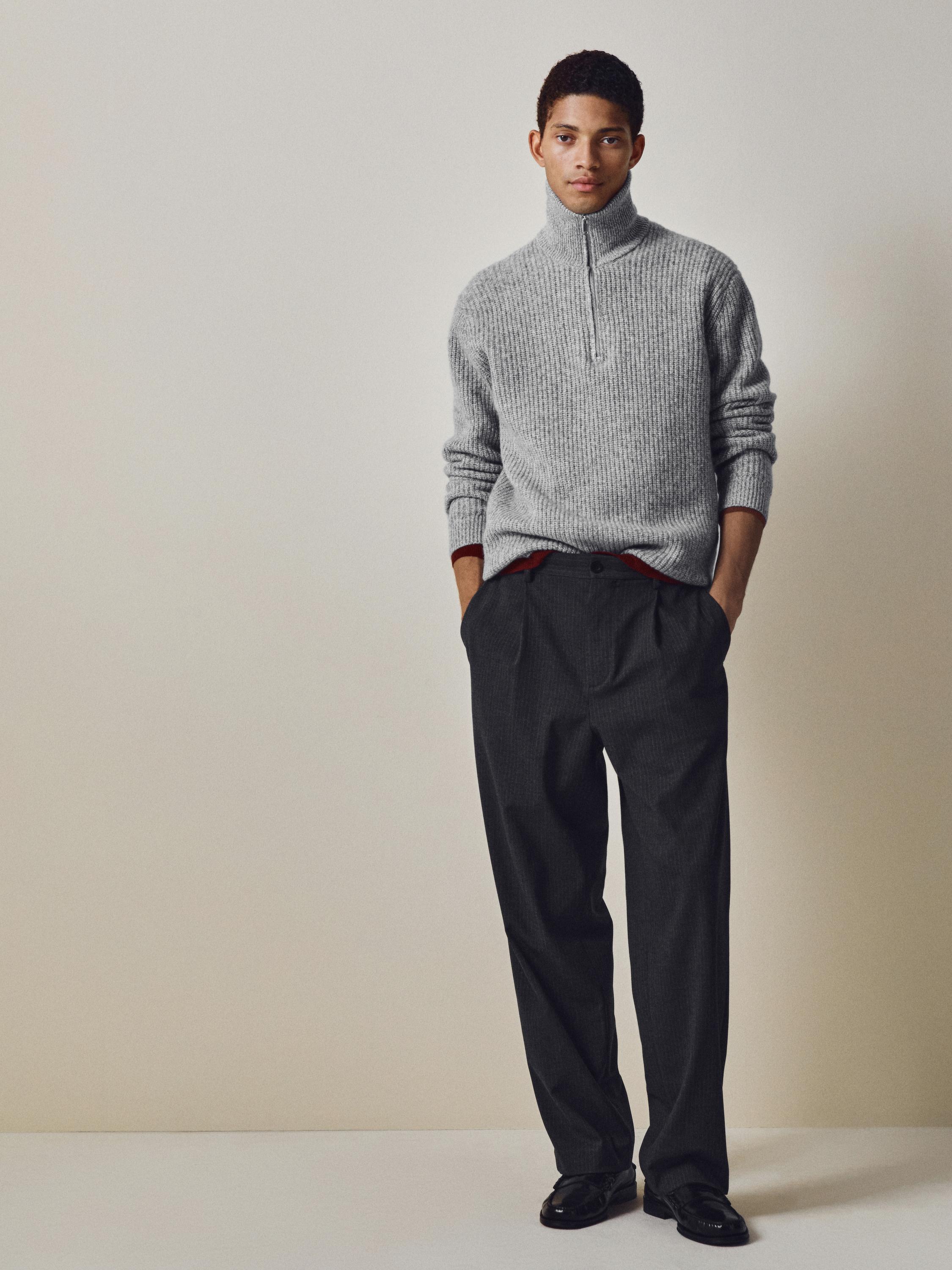 Pull à col camionneur 100 % laine · Gris Anthracite · Pulls | Massimo Dutti