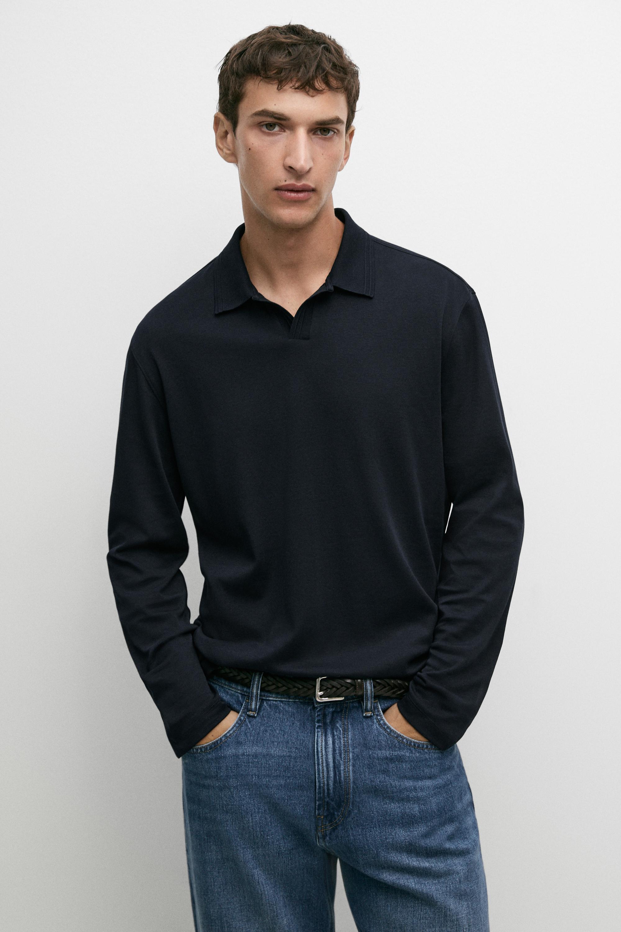 100% cotton long sleeve polo shirt