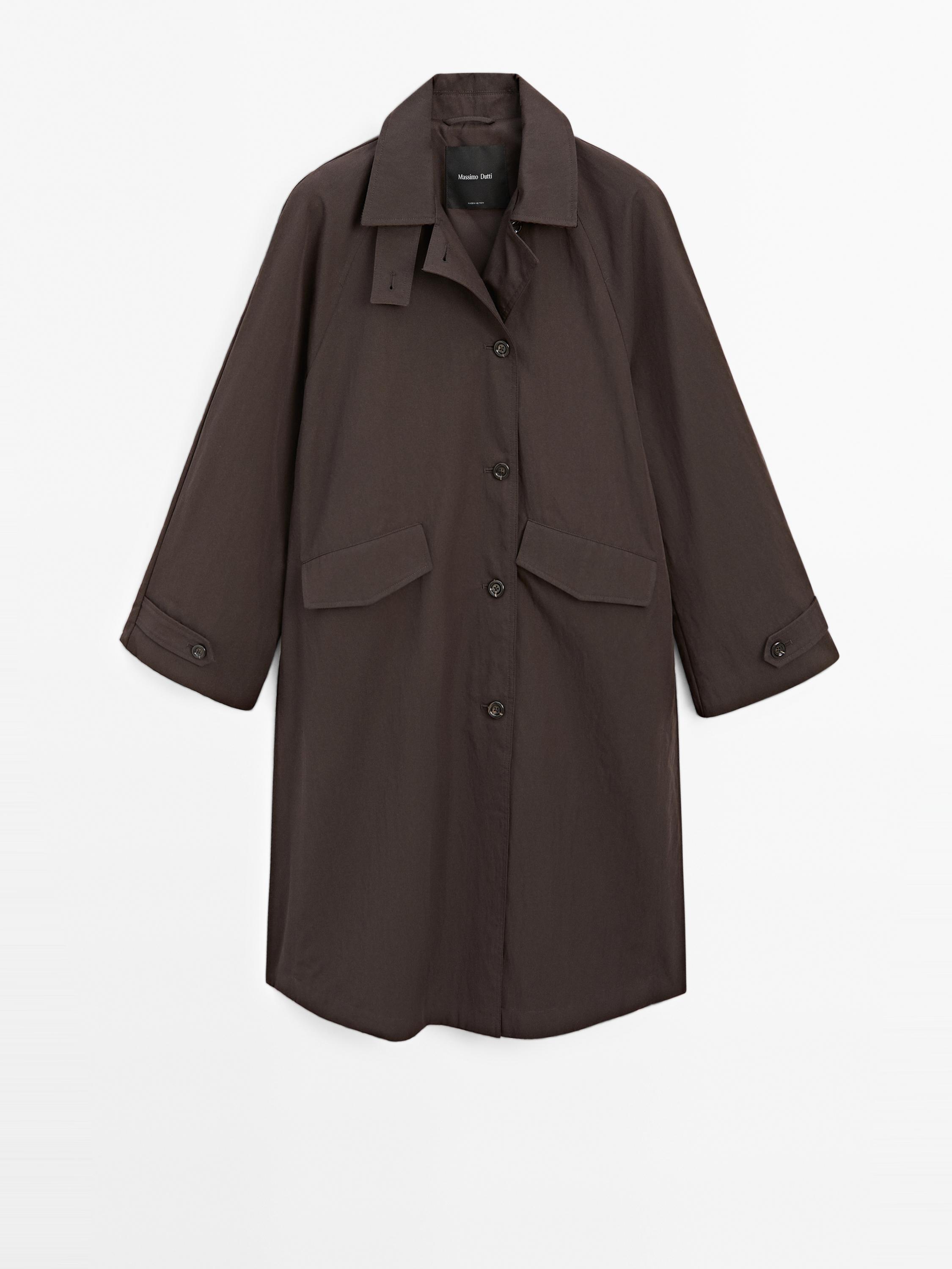 Cotton blend trench coat with corduroy detail