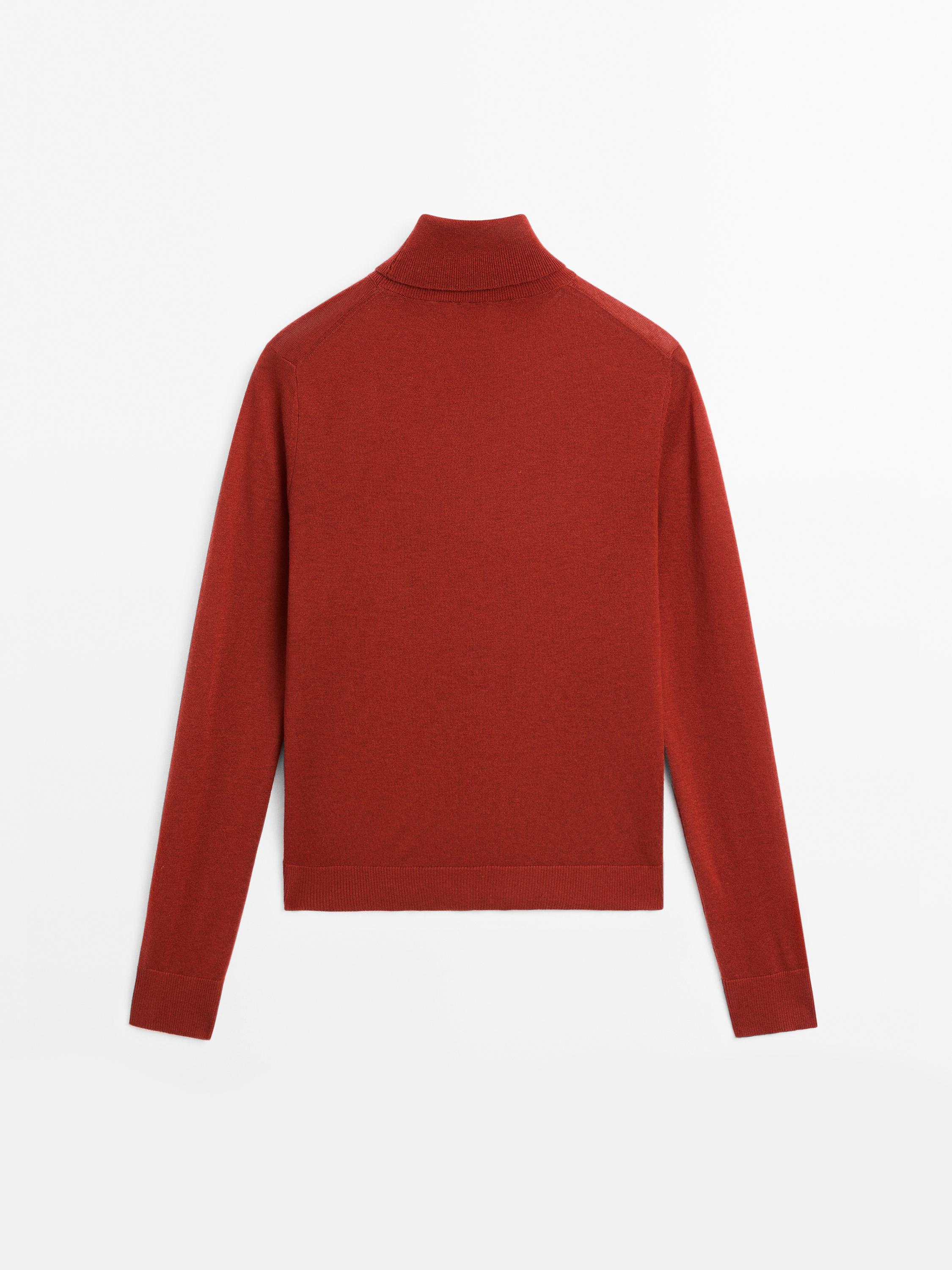 High neck wool blend sweater