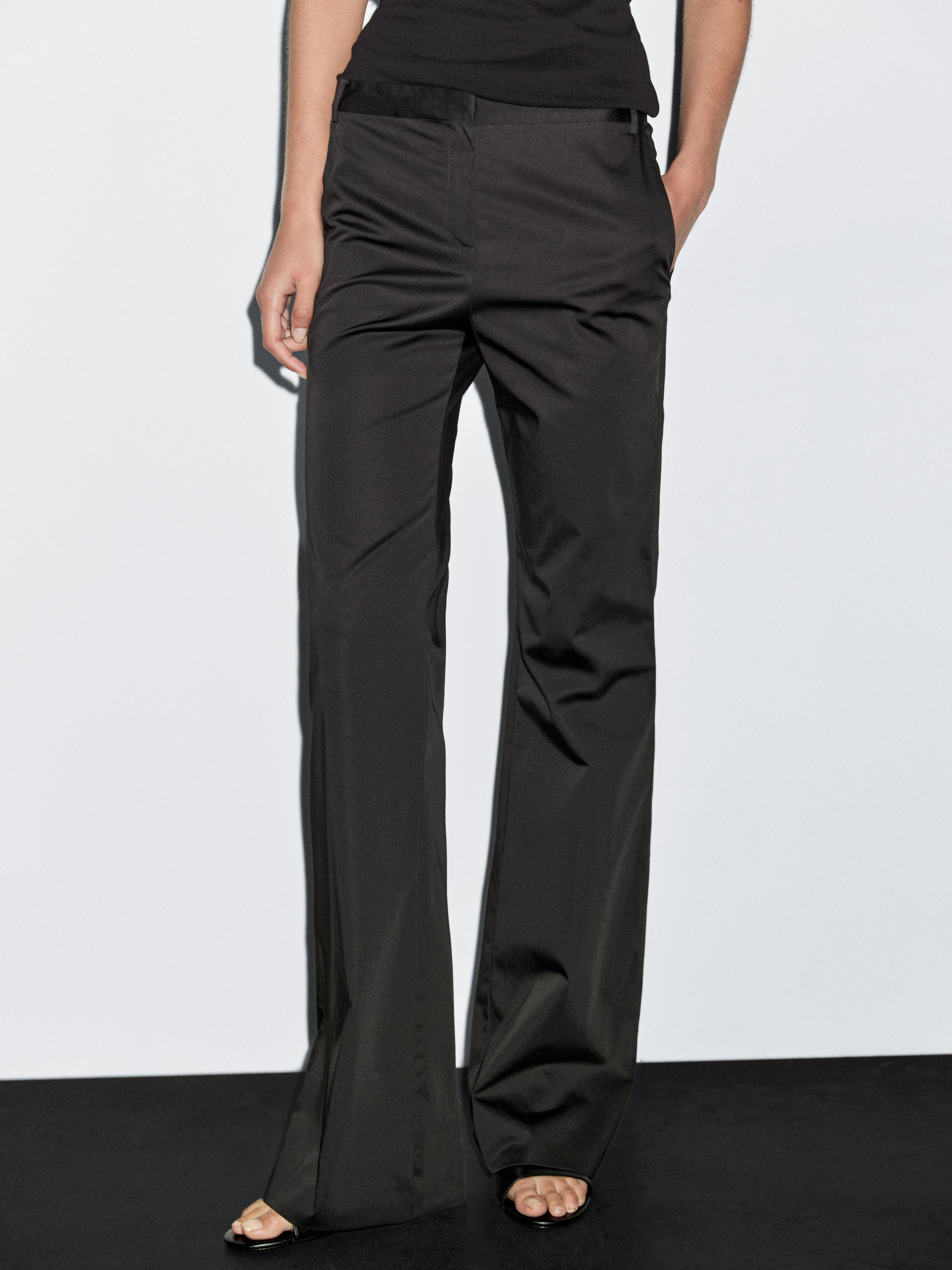 Satin flared fit trousers
