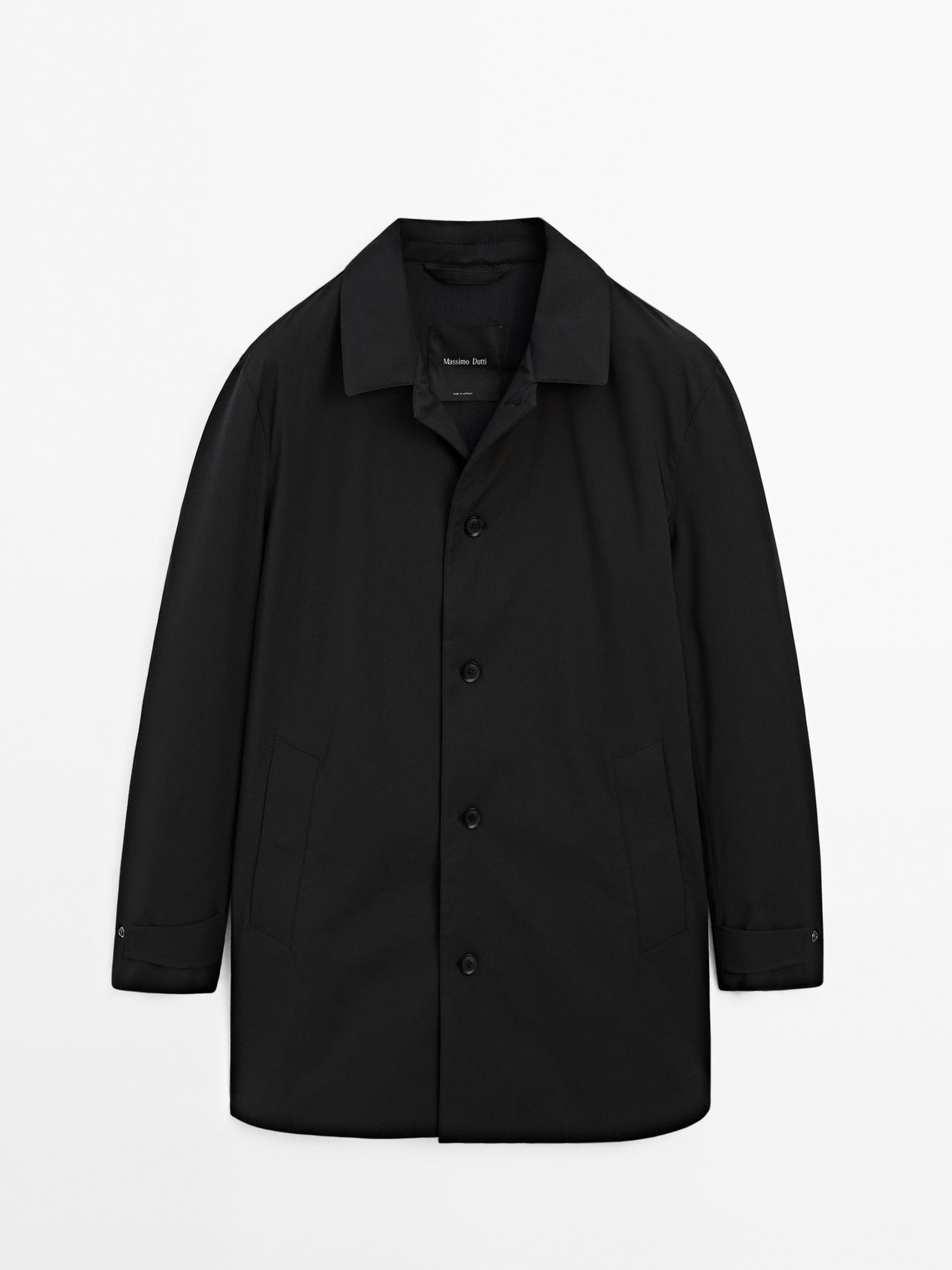 Massimo Dutti - Herre - Vandafvisende Trenchcoat I Stof - Marineblå - L