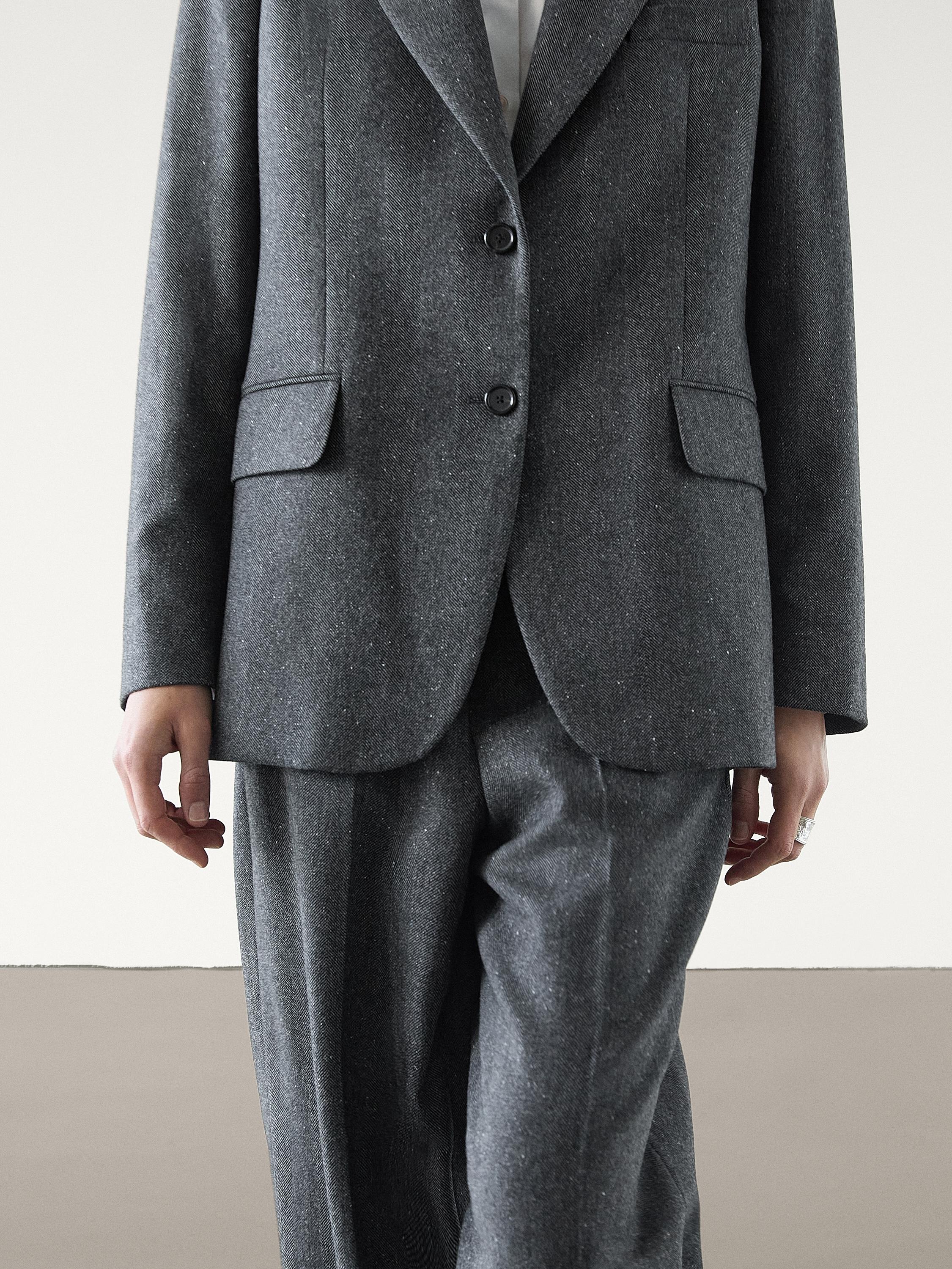 Wool blend herringbone suit blazer