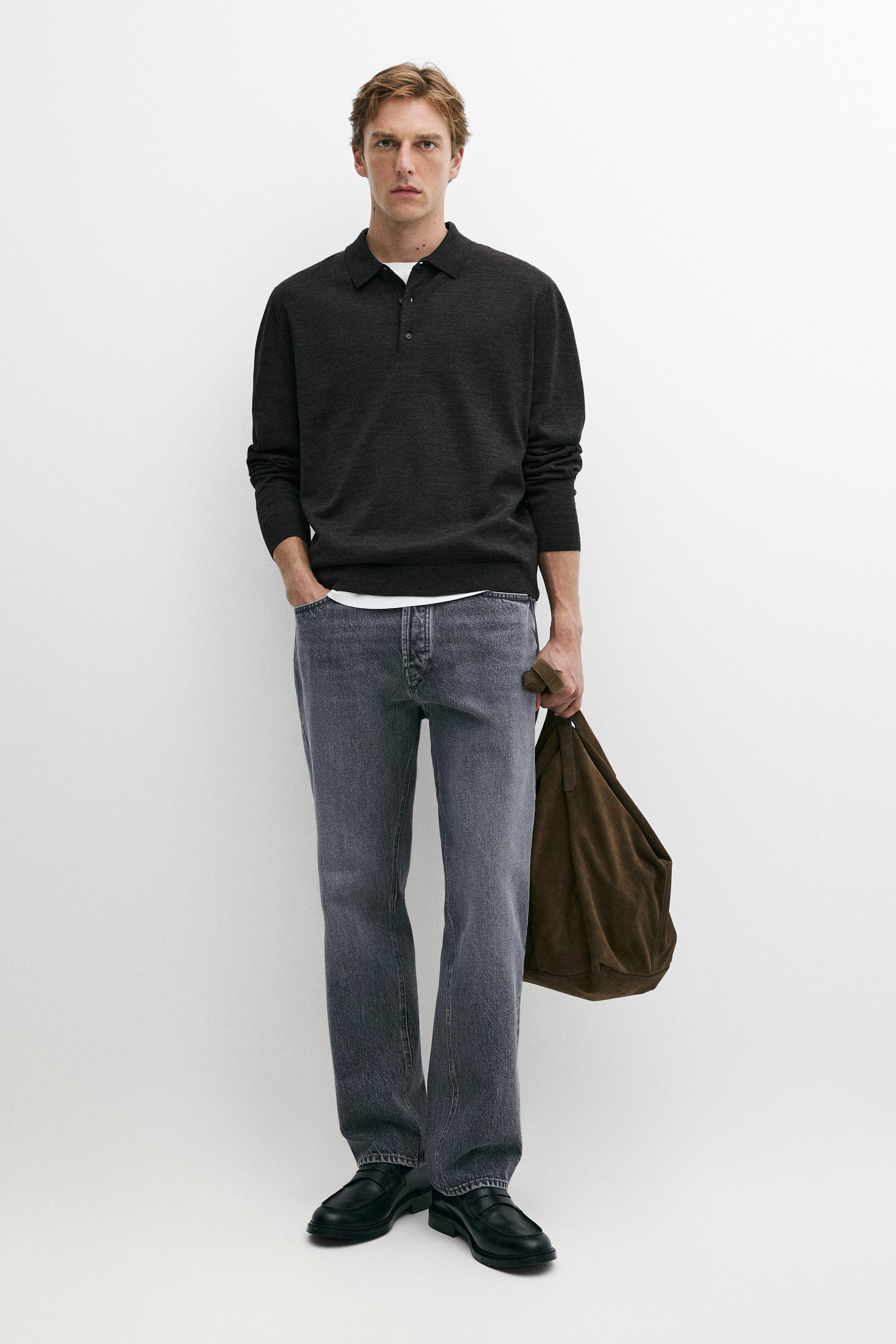 Pull polo en maille 100 % laine mérinos