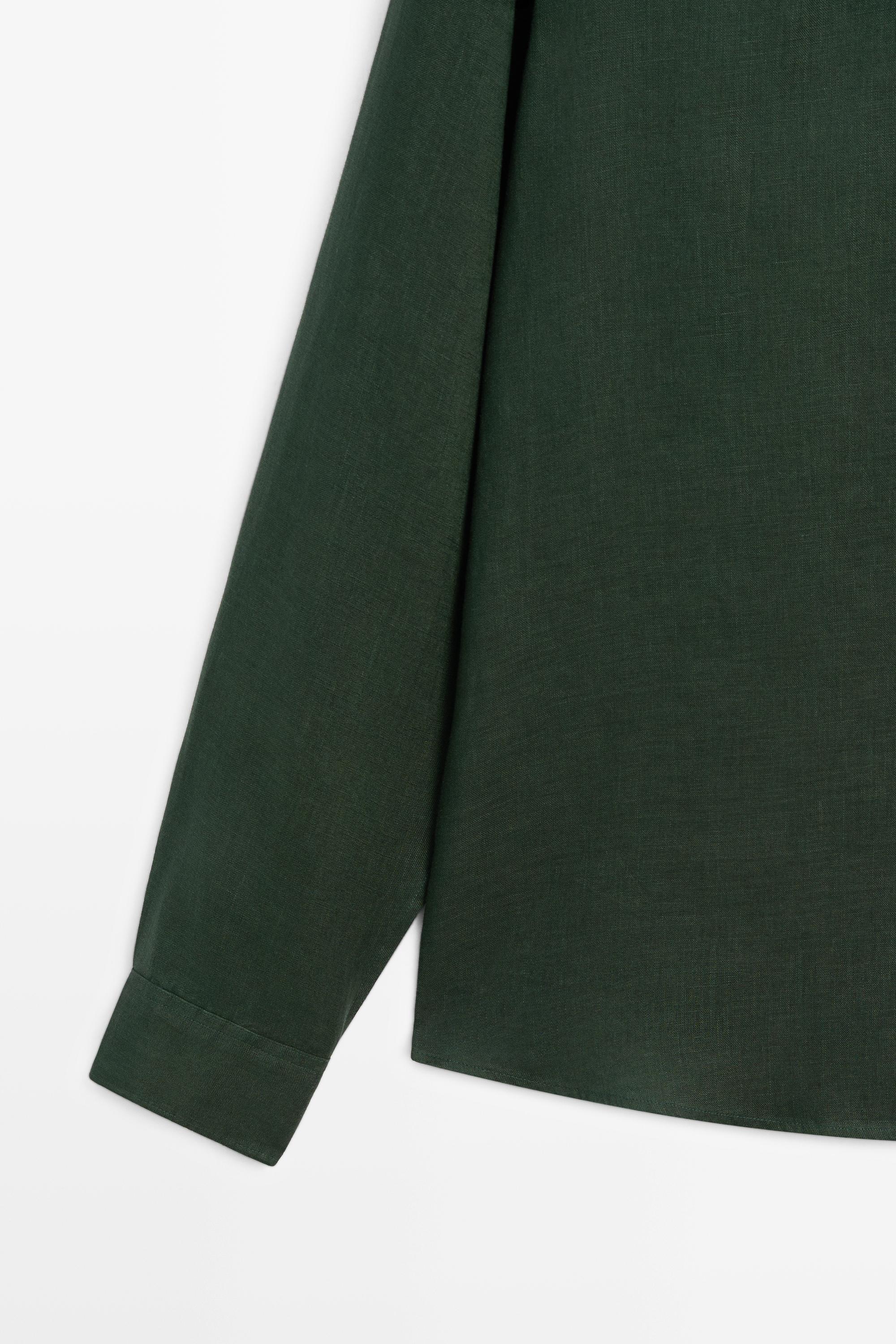 100% linen regular fit shirt — BLUISH GREEN