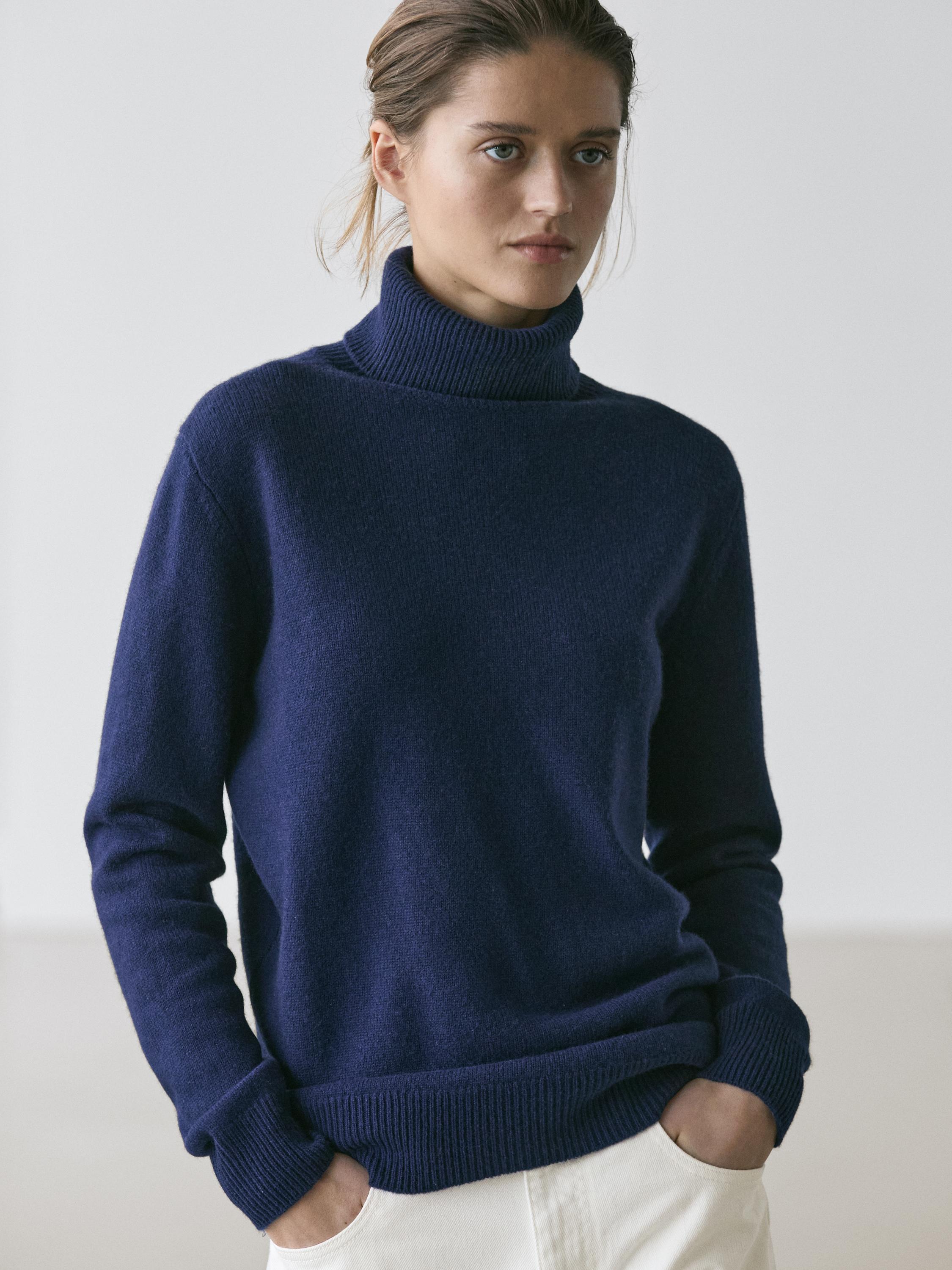 Long knit turtleneck sweater