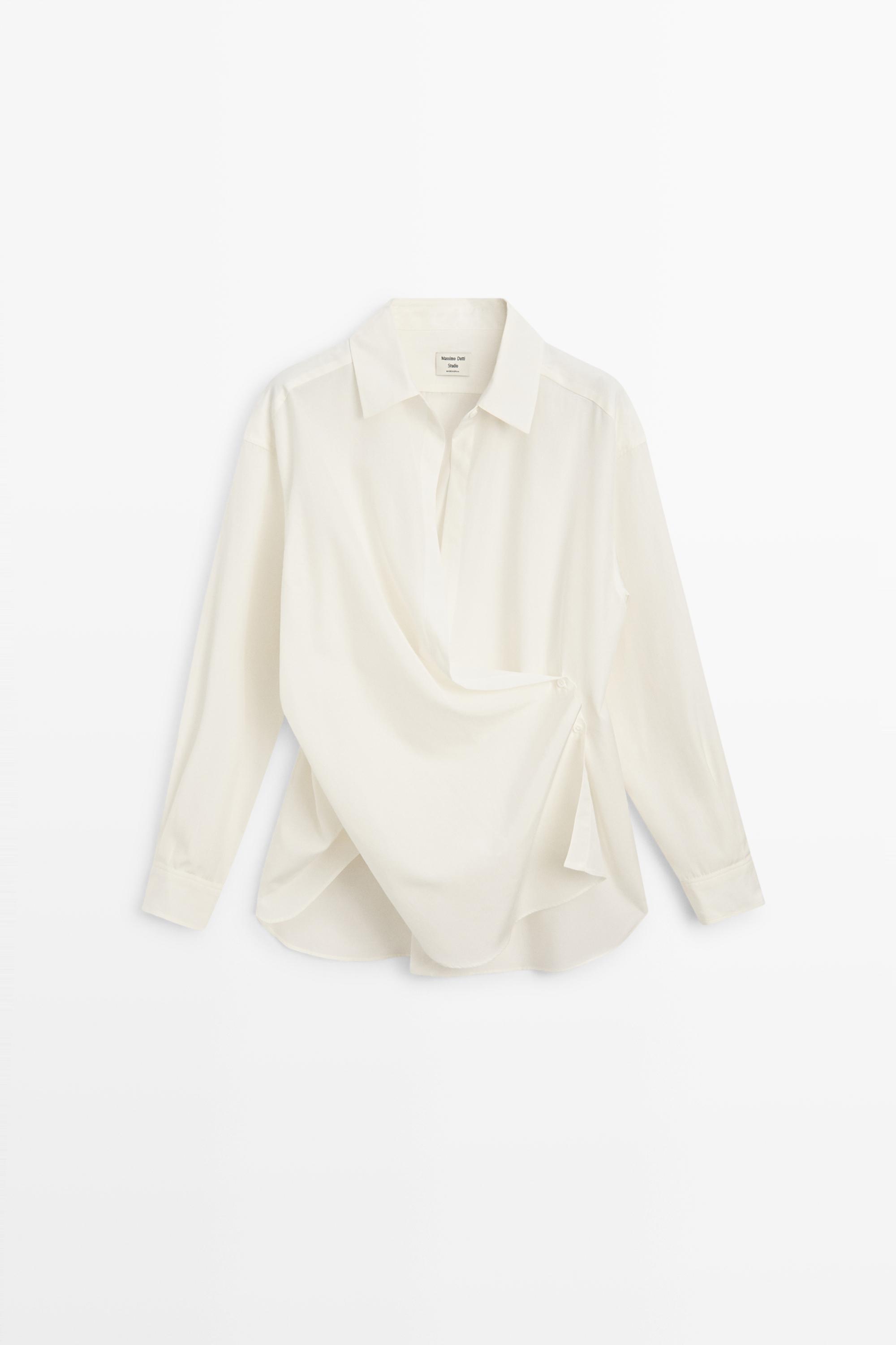 Flowing button-detail shirt - STUDIO — CREAM