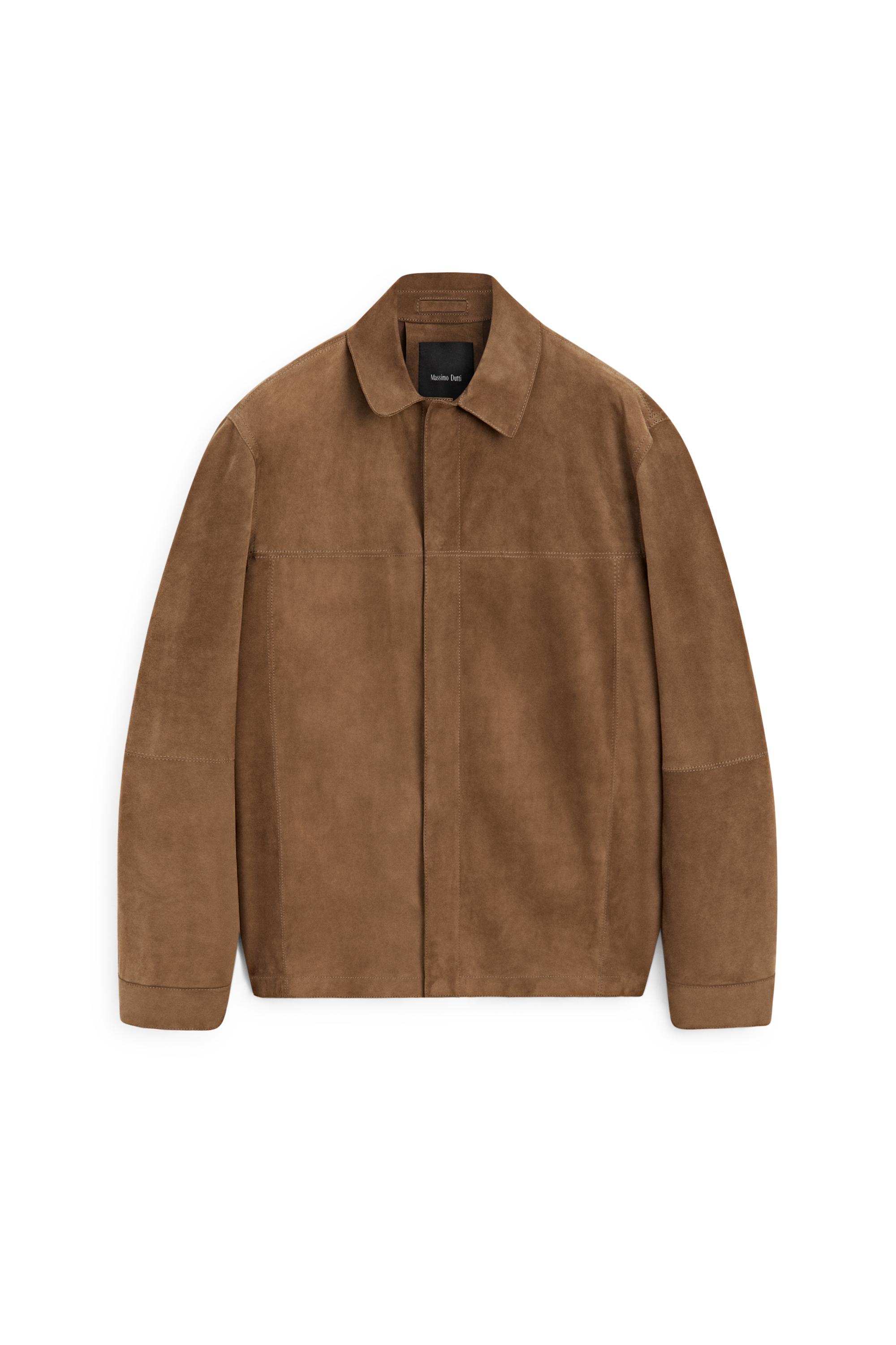 Lightweight suede leather overshirt — BROWN