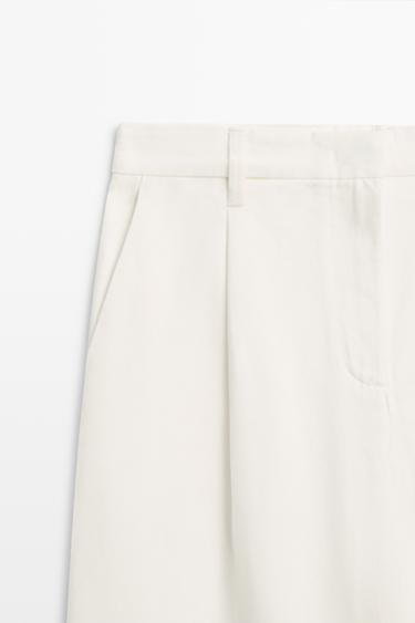 Low-rise pleated wide-leg pants — Off white 9