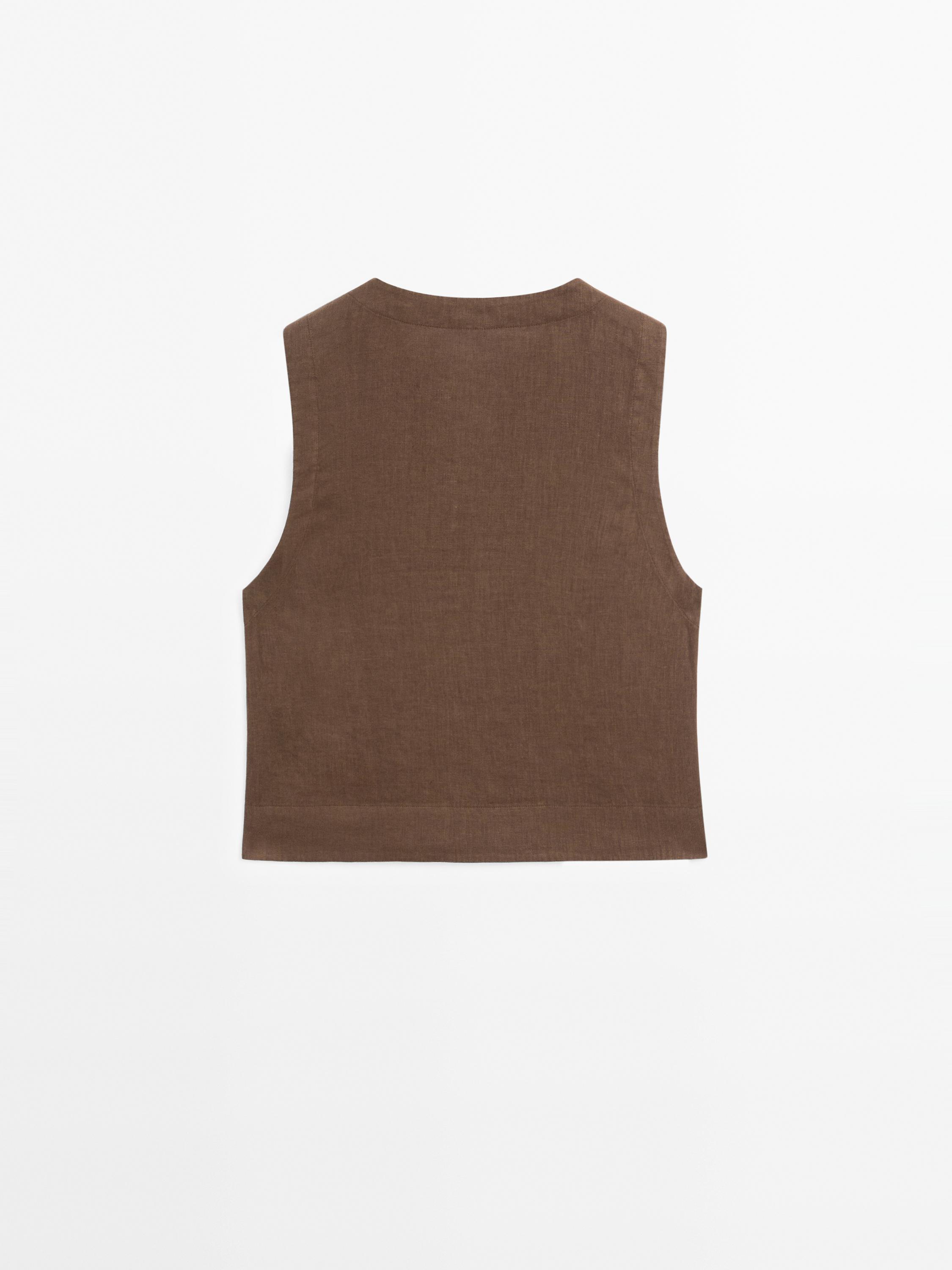 100% linen blouse with seam details