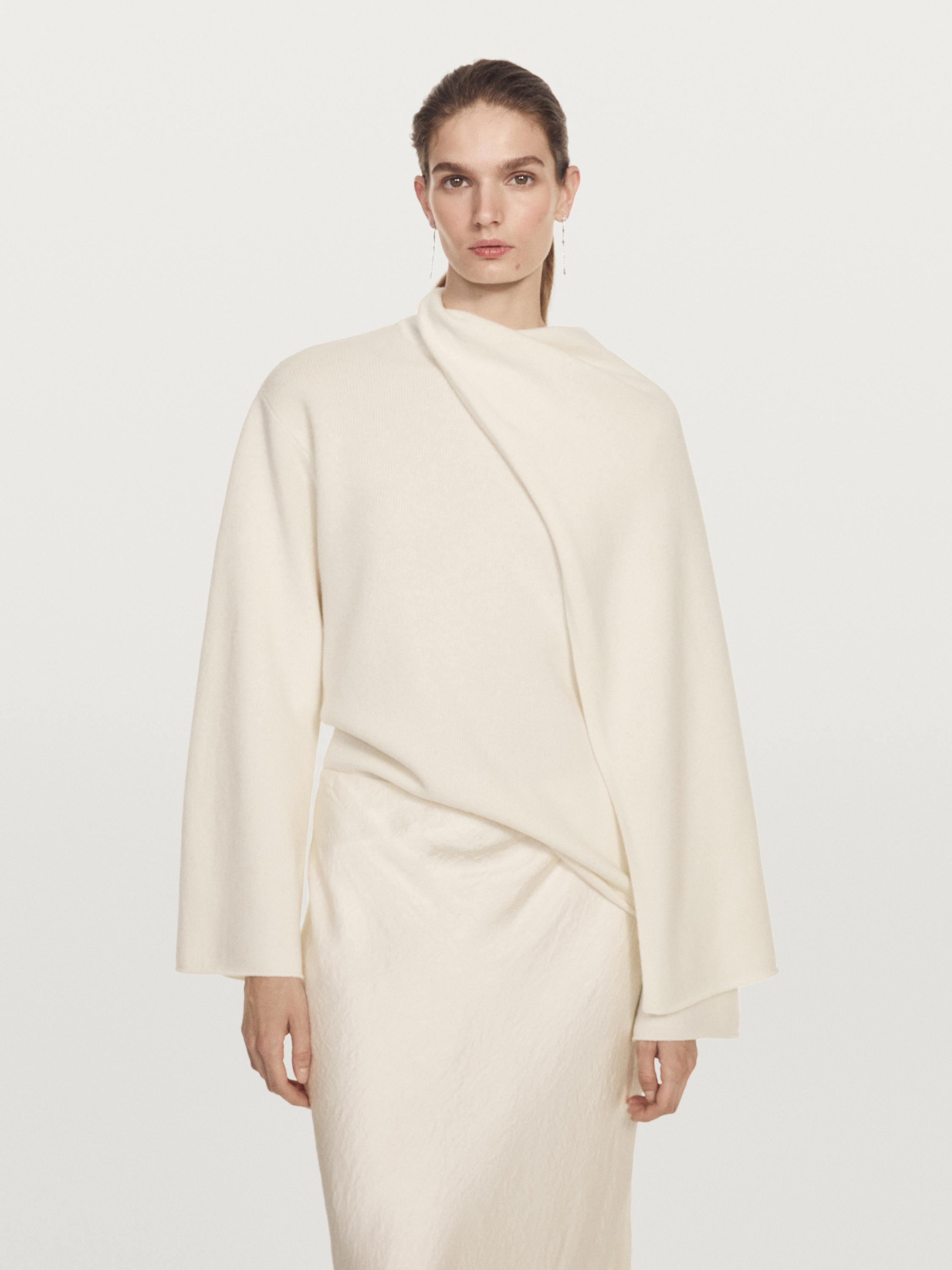 100% wollen tricot trui met sjaal