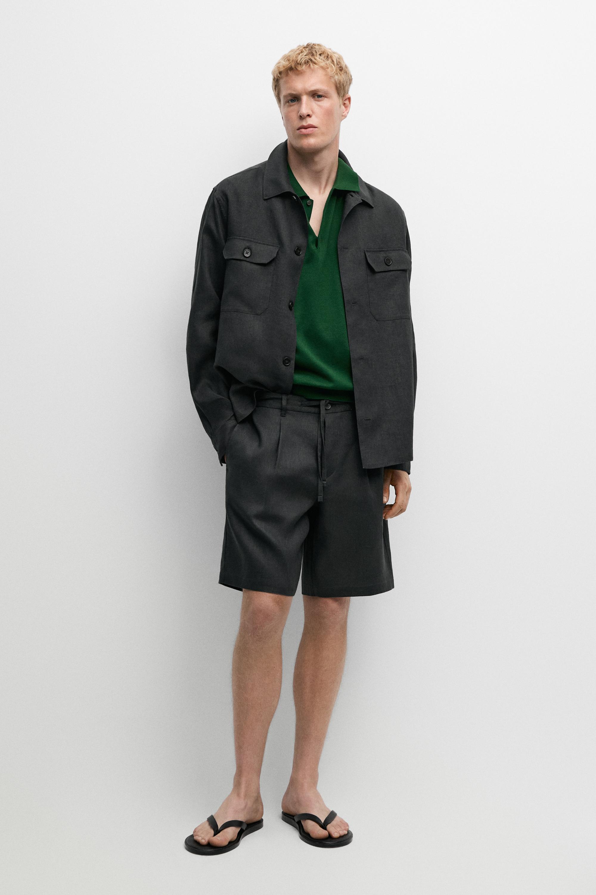 Total look linen overshirt with pockets