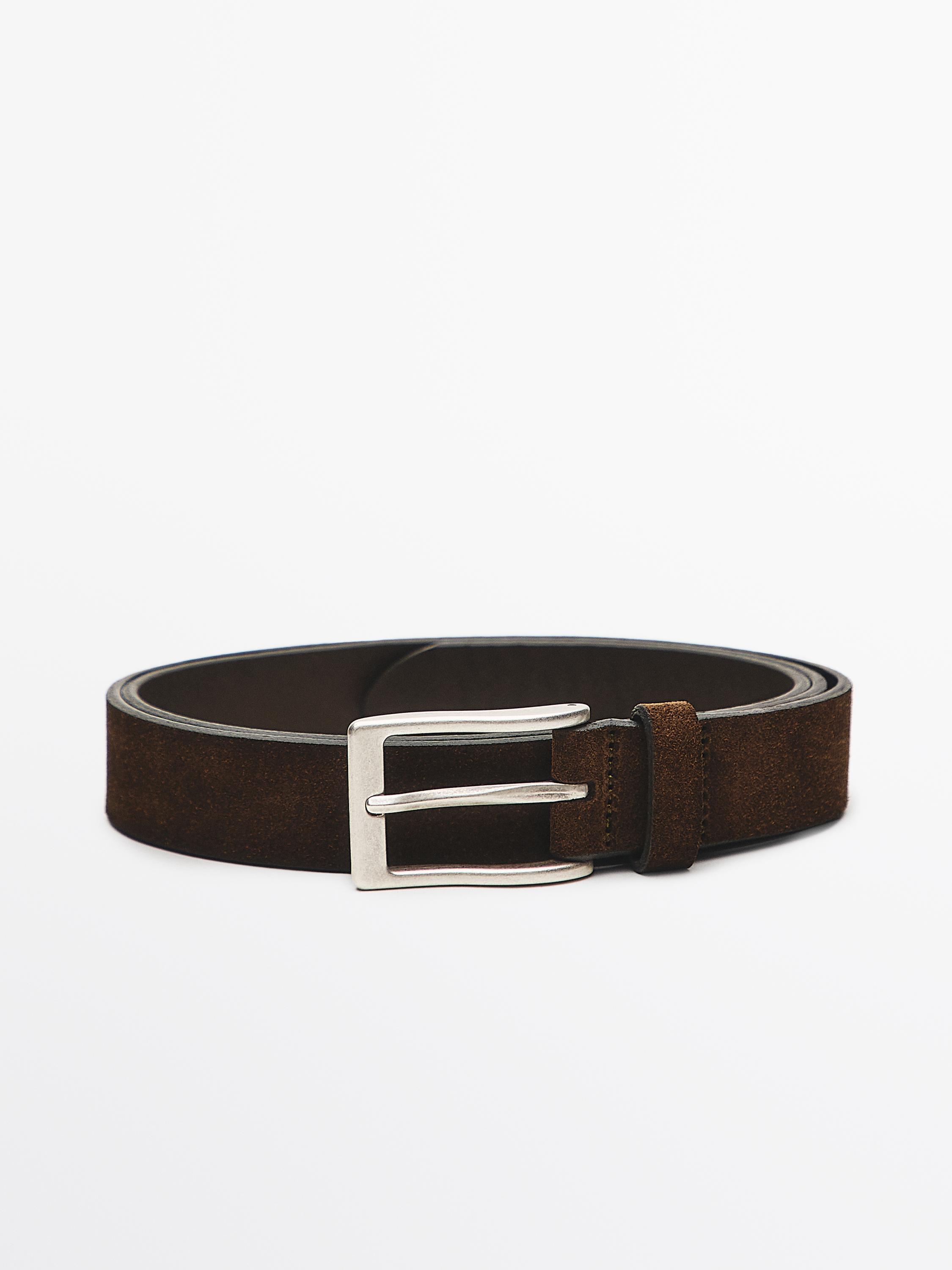 Plush nappa leather belt — KHAKI
