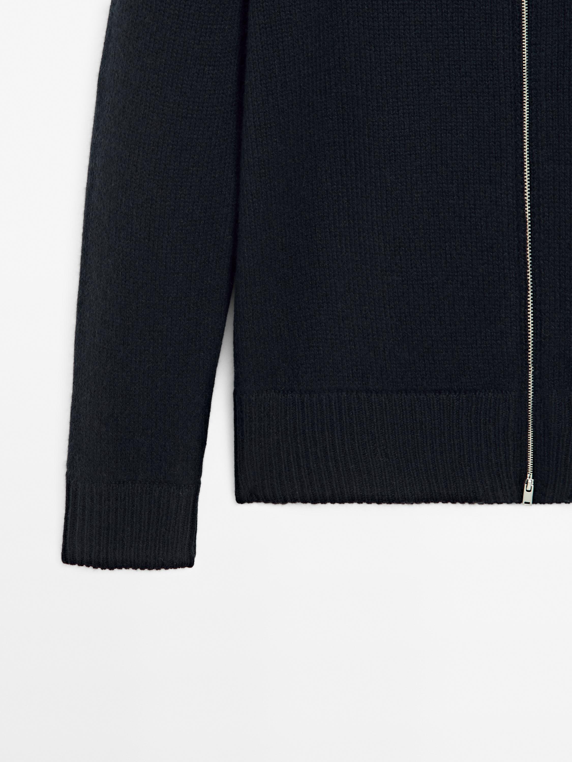 Zip-up cashmere bomber cardigan