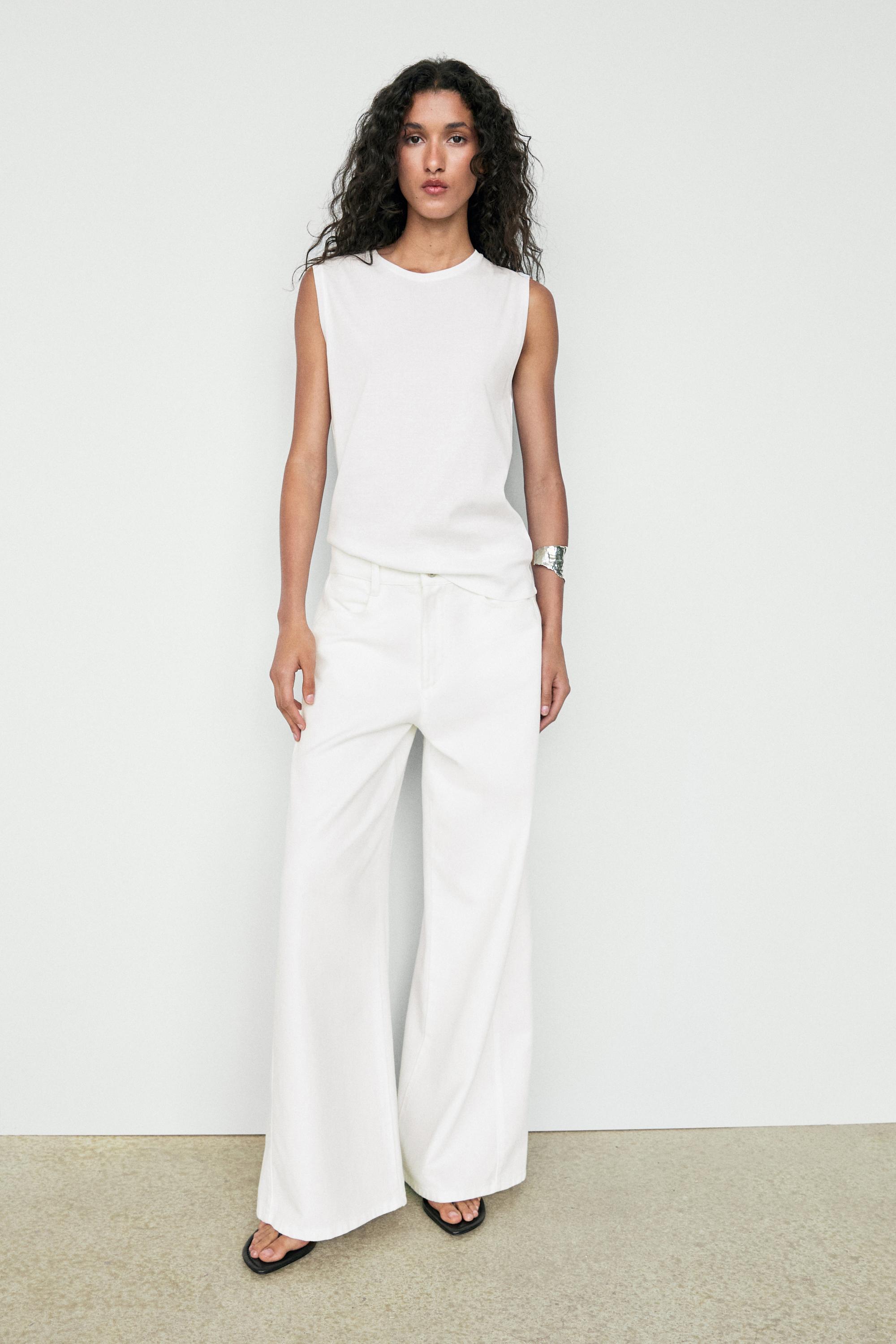 100% cotton sleeveless top — WHITE