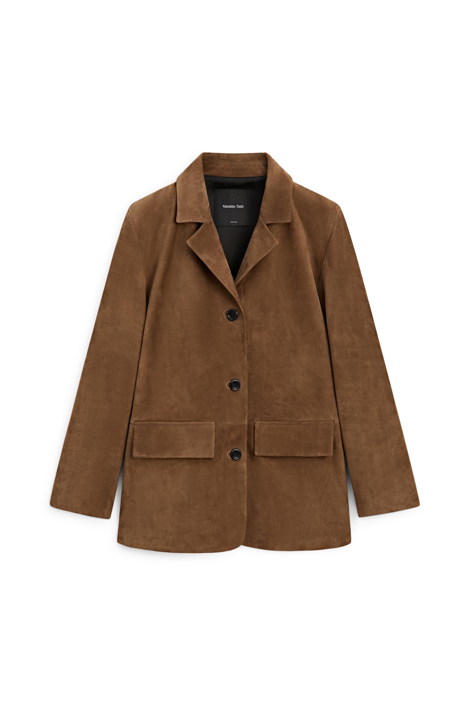 100% Suede lapel blazer — CAMEL