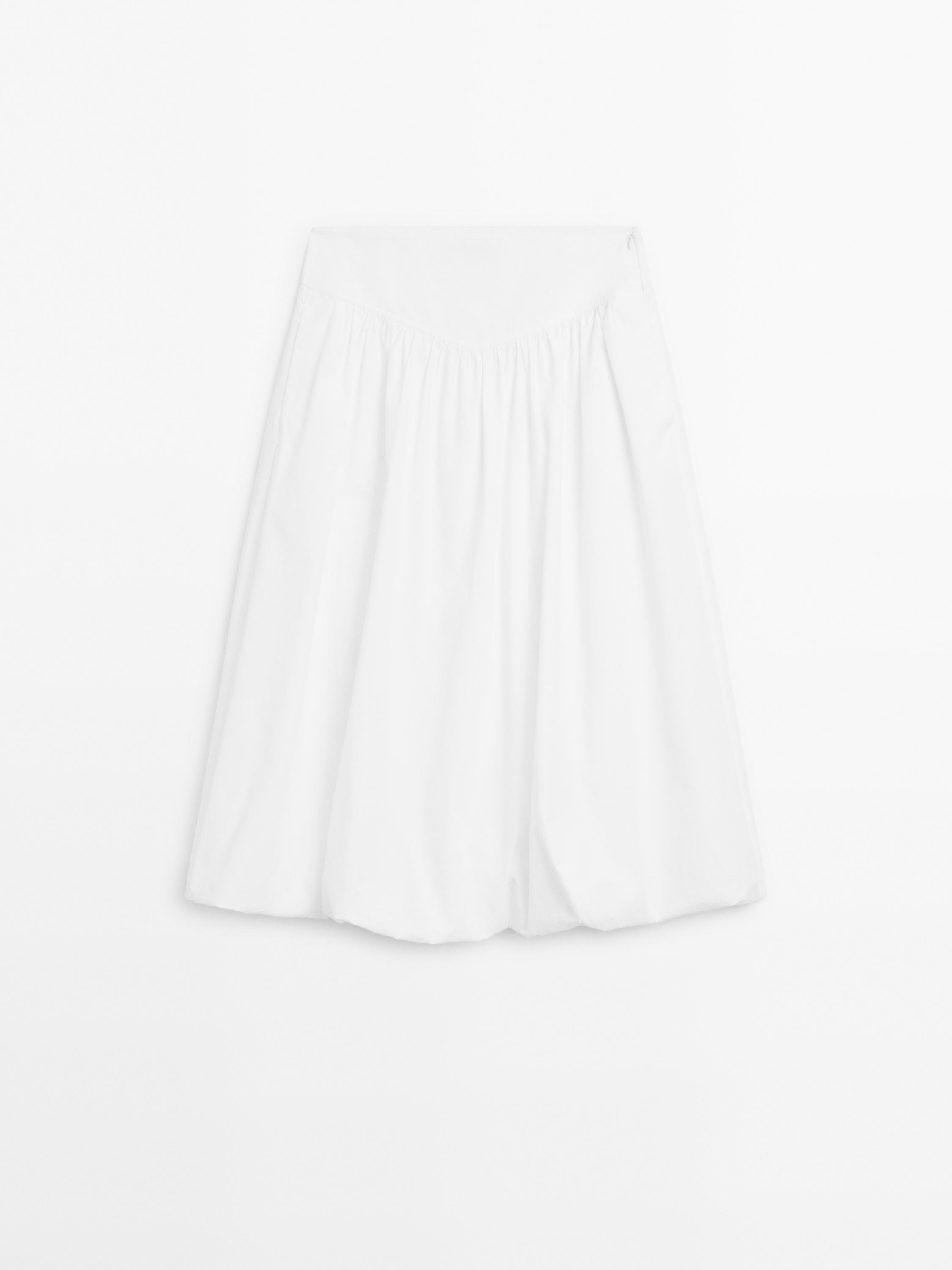 100% cotton balloon midi skirt