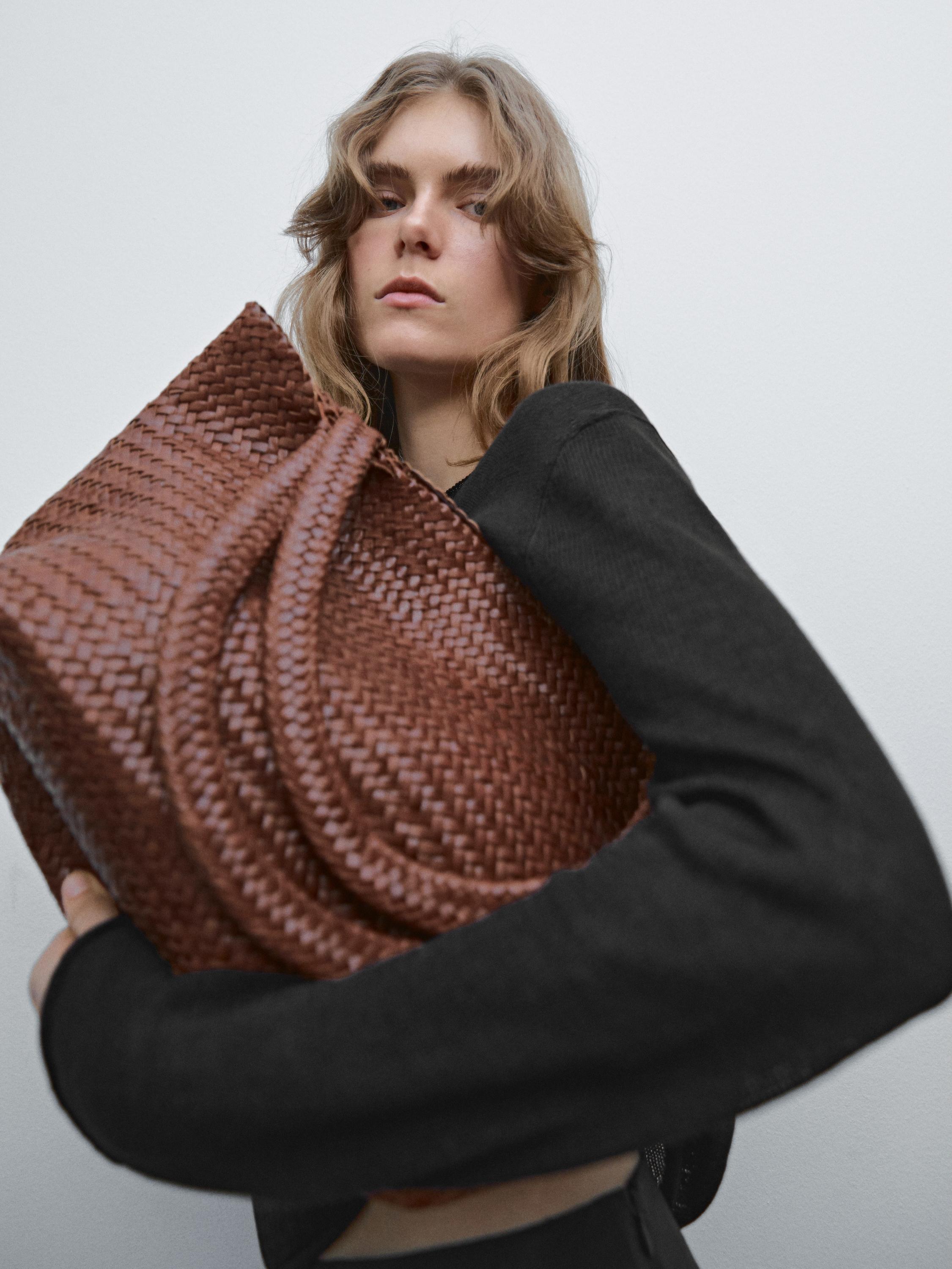 Medium braided nappa leather tote bag